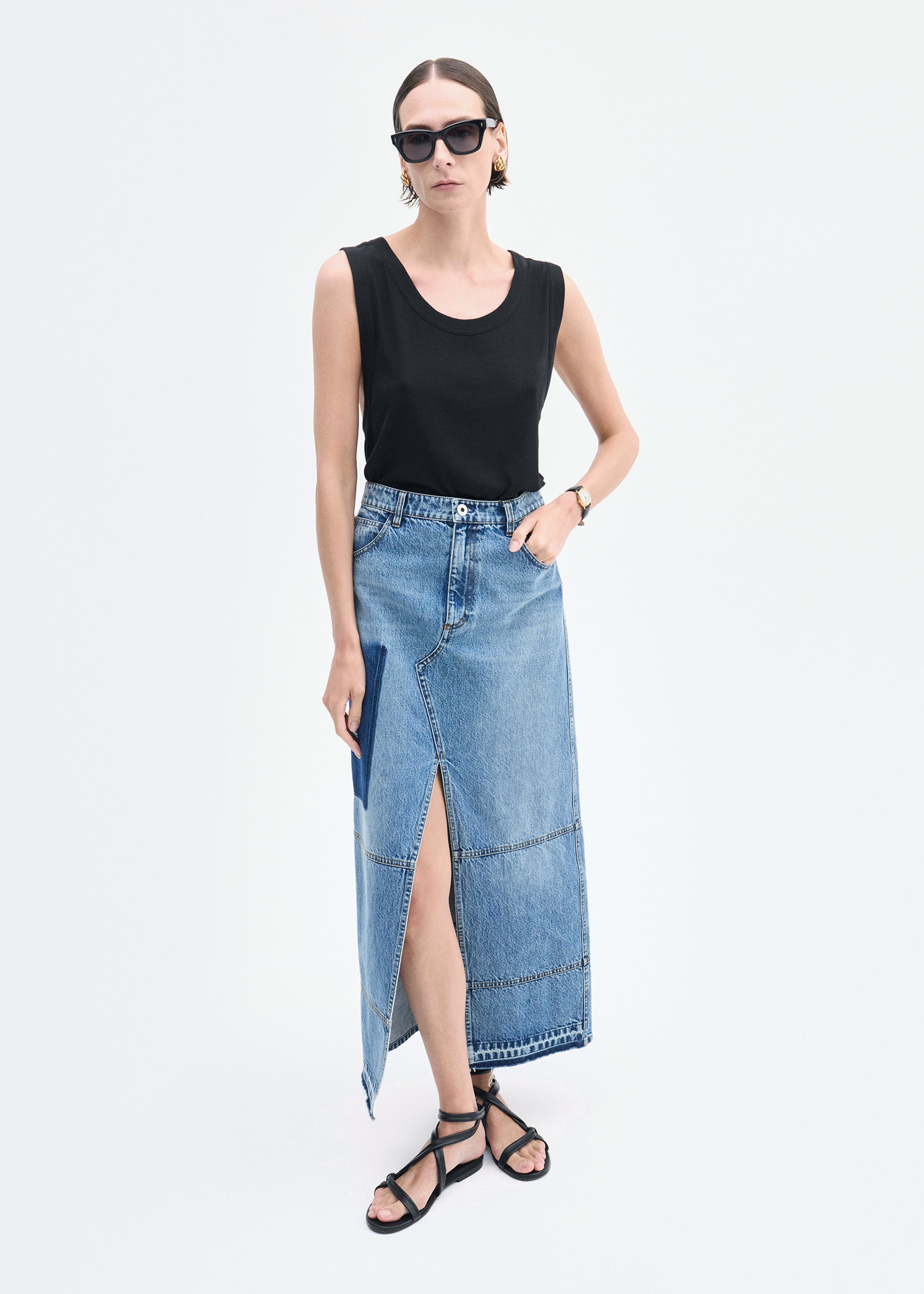 Loose Tank in Slub Jersey - Black