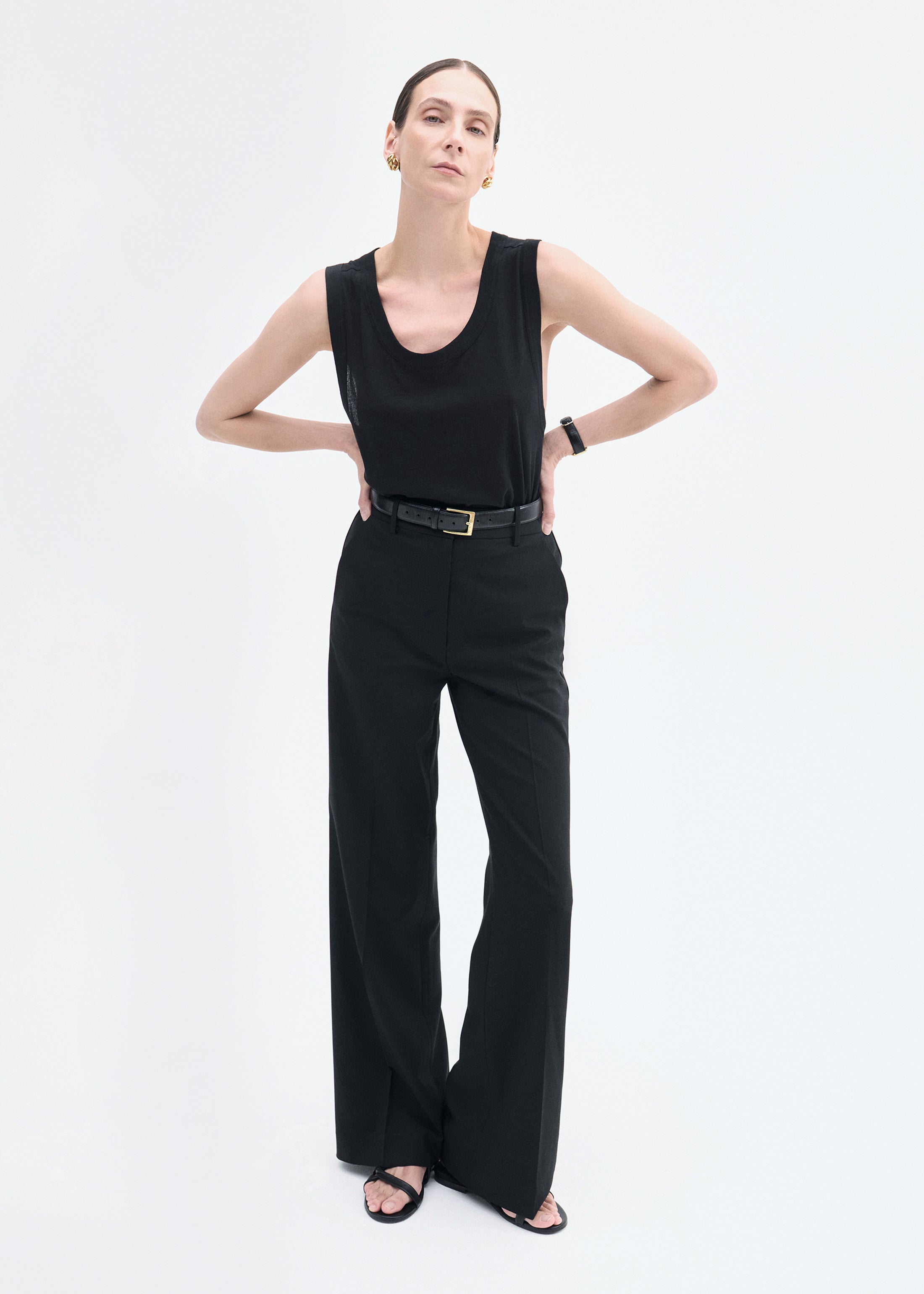 Tuxedo Pant in Wool and Silk - Black