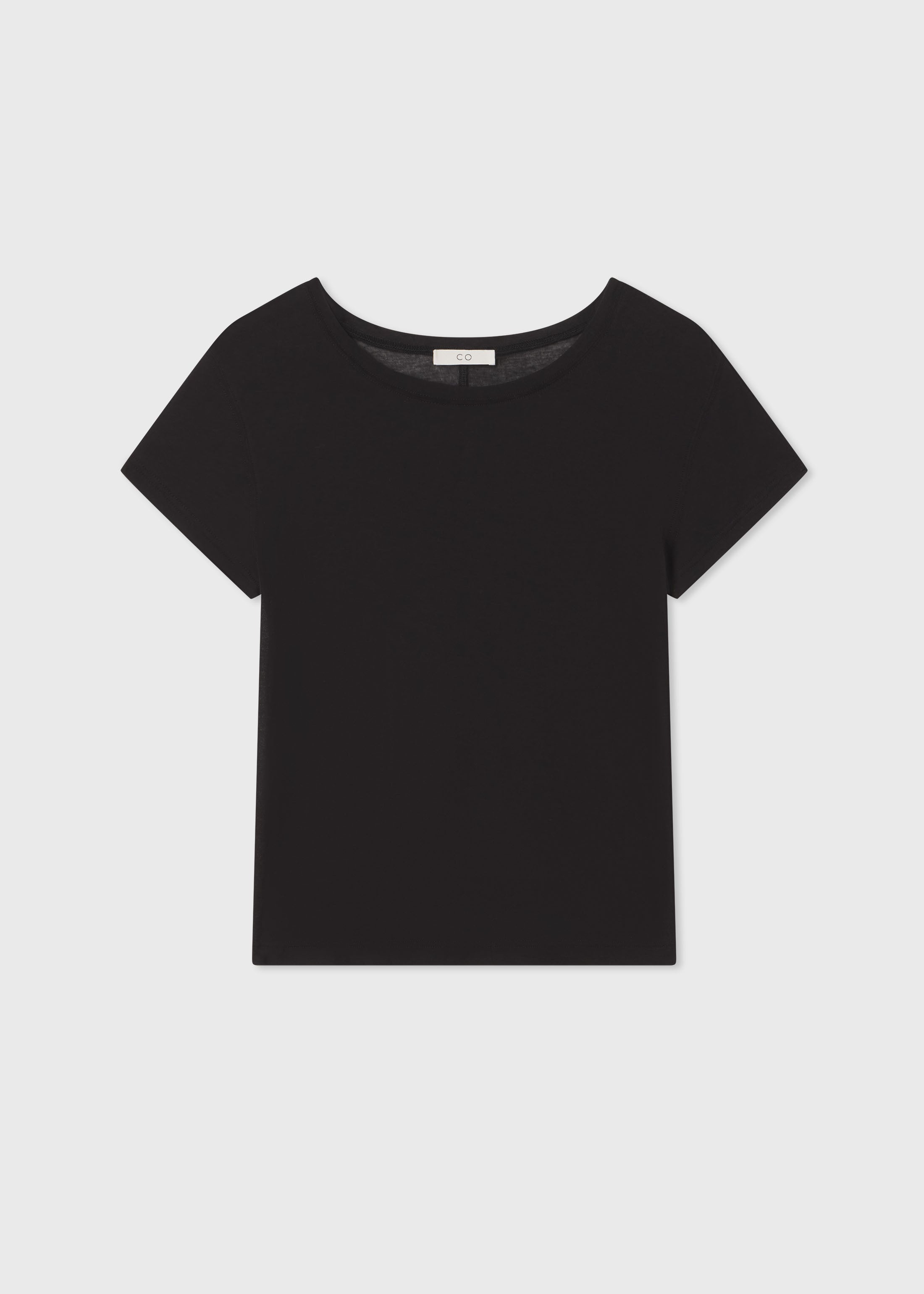 Crewneck Short Sleeve T-Shirt in Cotton - Black