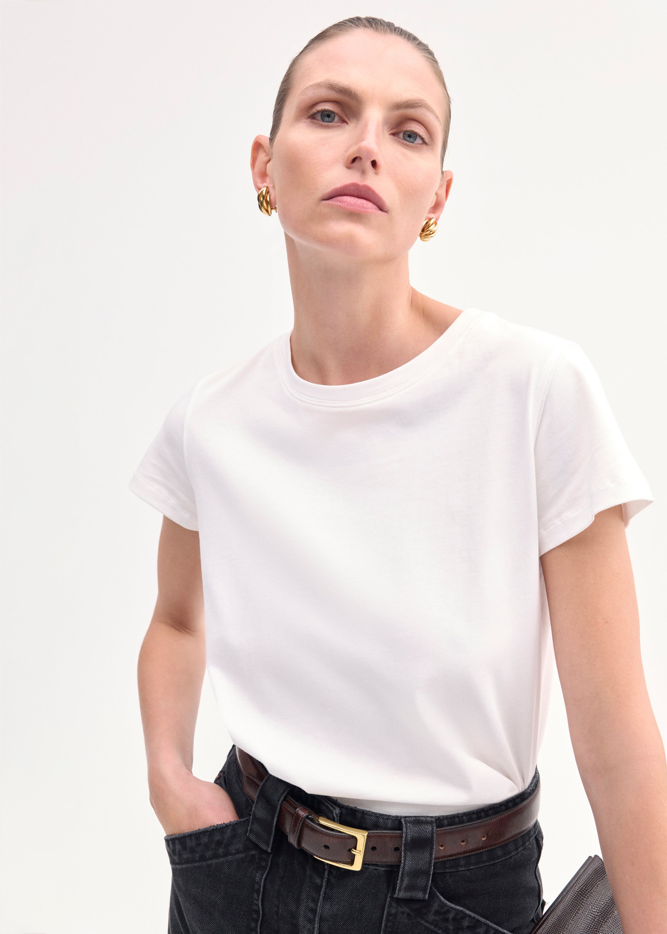Fitted Tee in Cotton Jersey - White