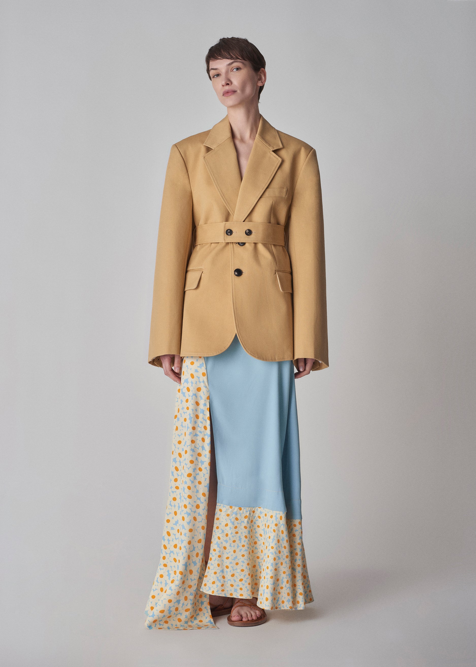 Canvas Belted Blazer  n Cotton  - Butterscotch - CO Collections
