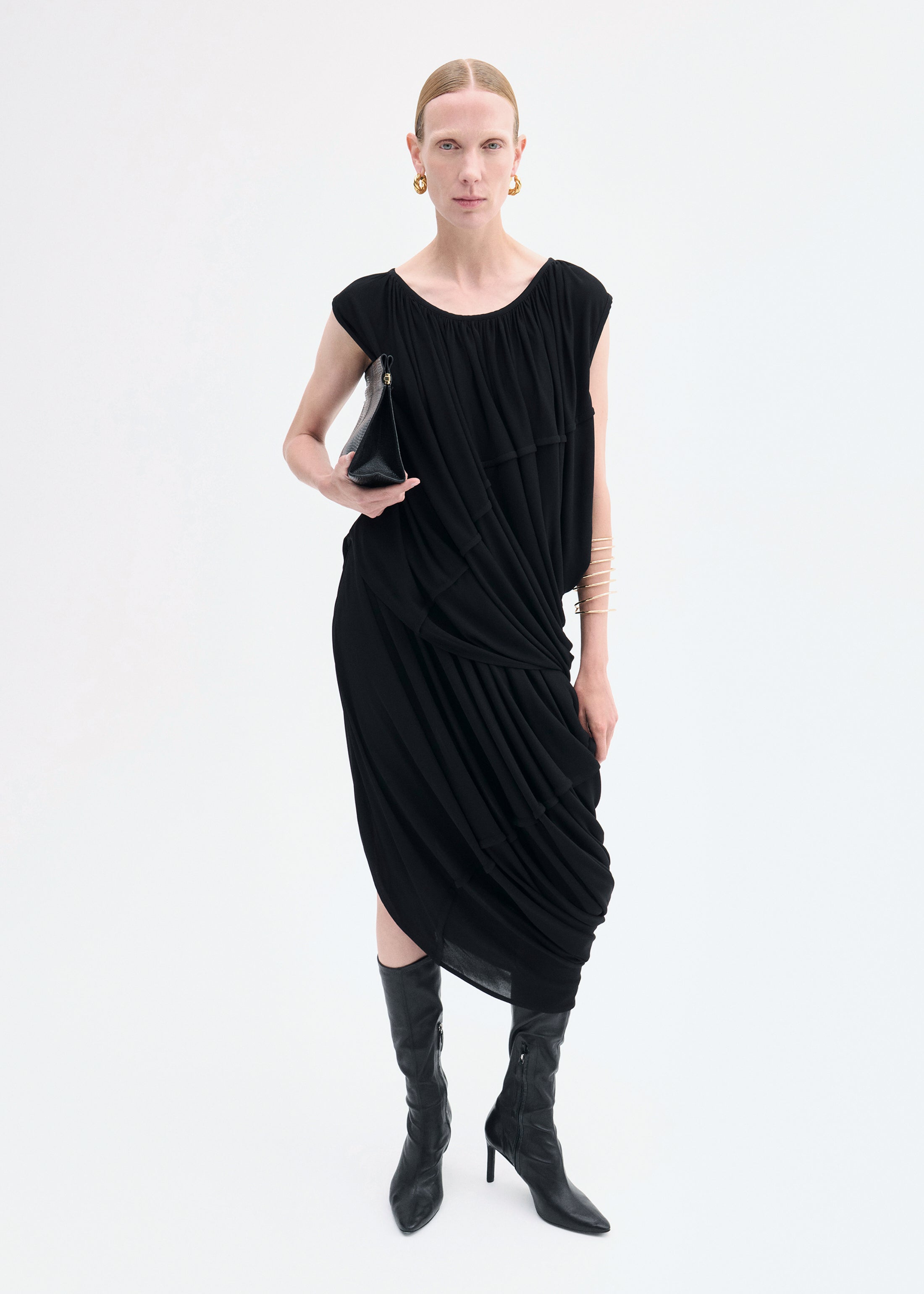 Draped Top in Crepe Jersey - Black