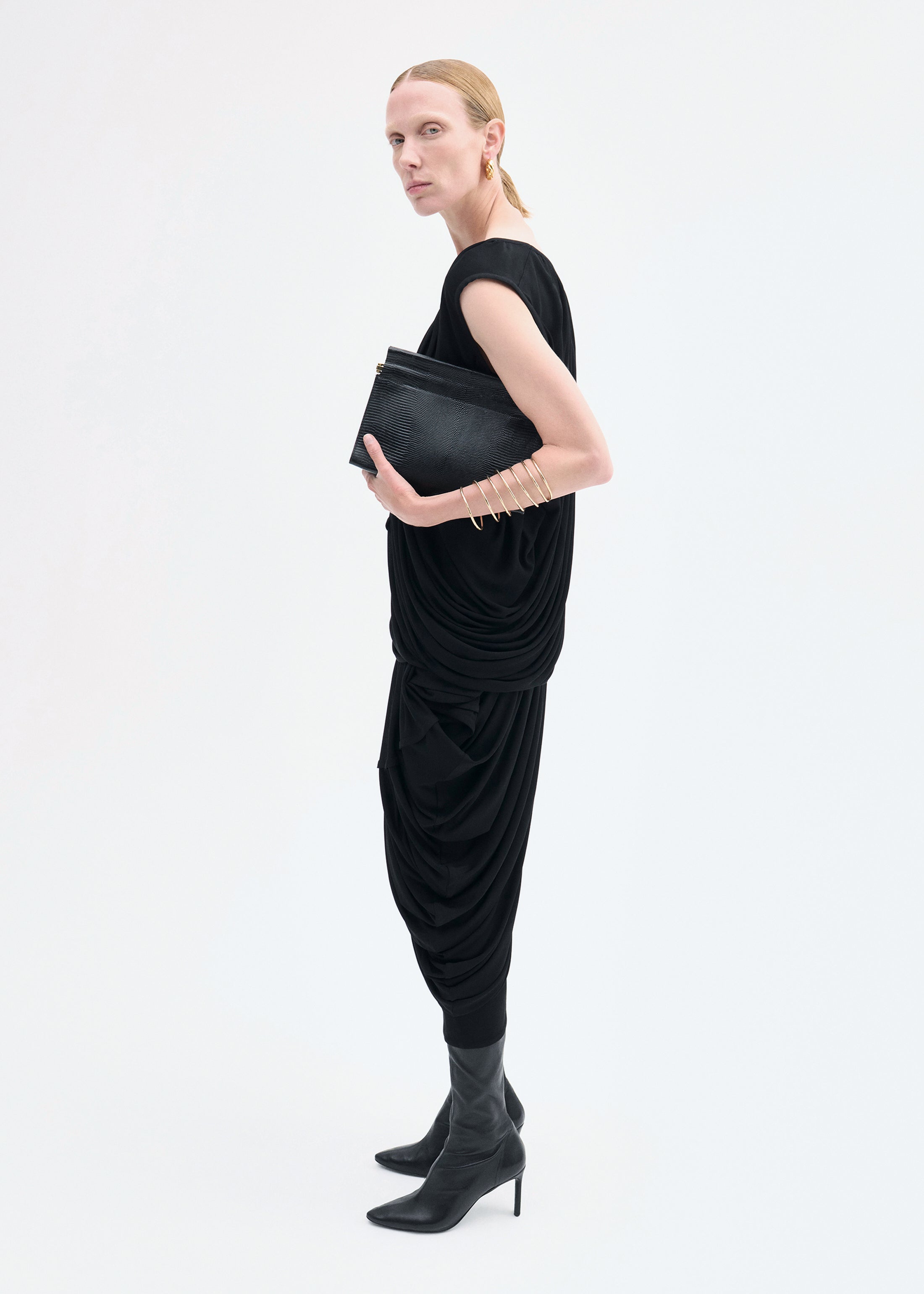 Draped Top in Crepe Jersey - Black
