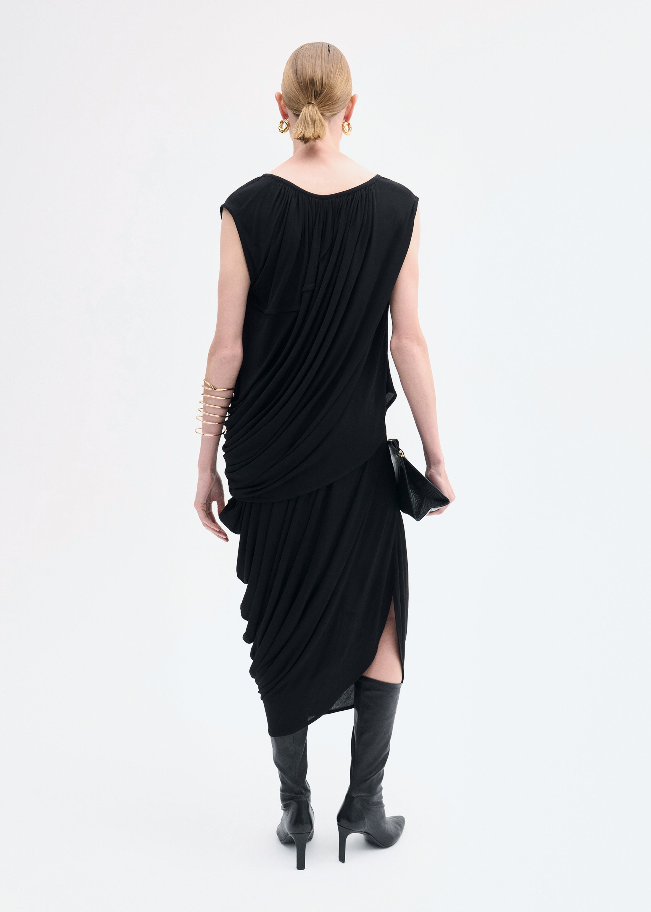 Draped Top in Crepe Jersey - Black