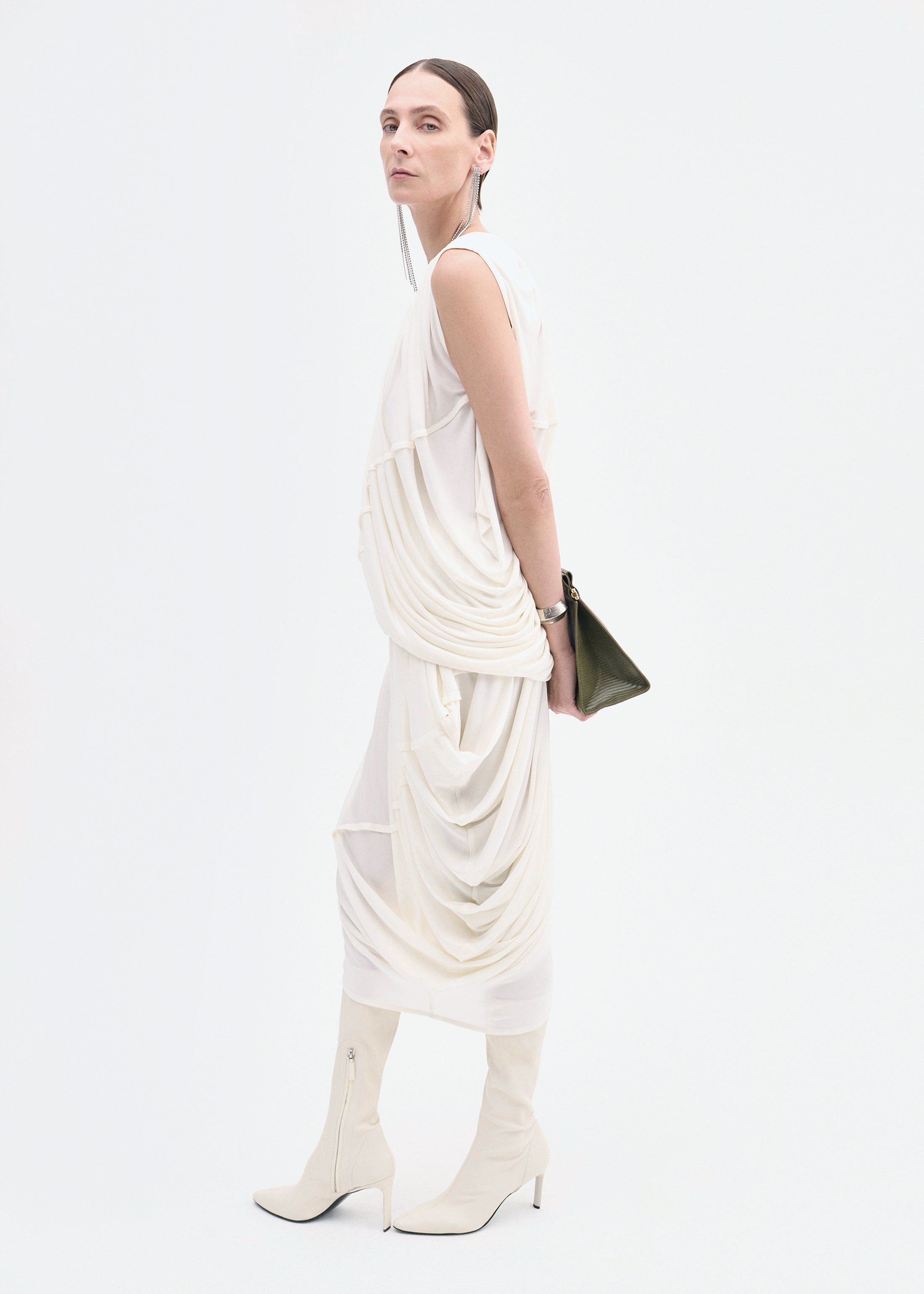 Draped Top in Viscose Jersey - Ivory