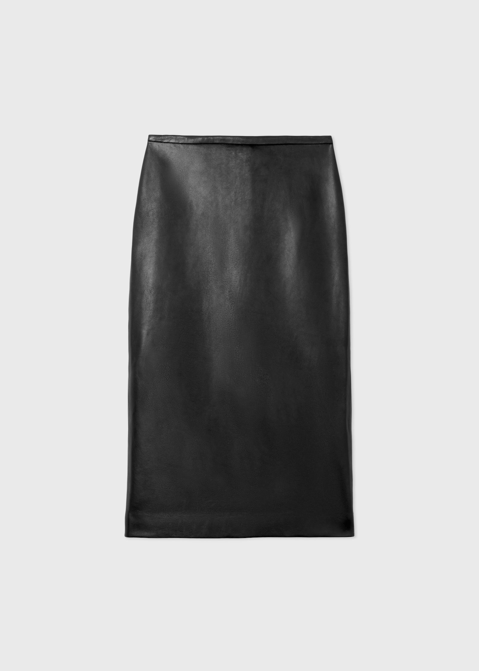 Midi Pencil Skirt in Lambskin Leather - Black - CO Collections