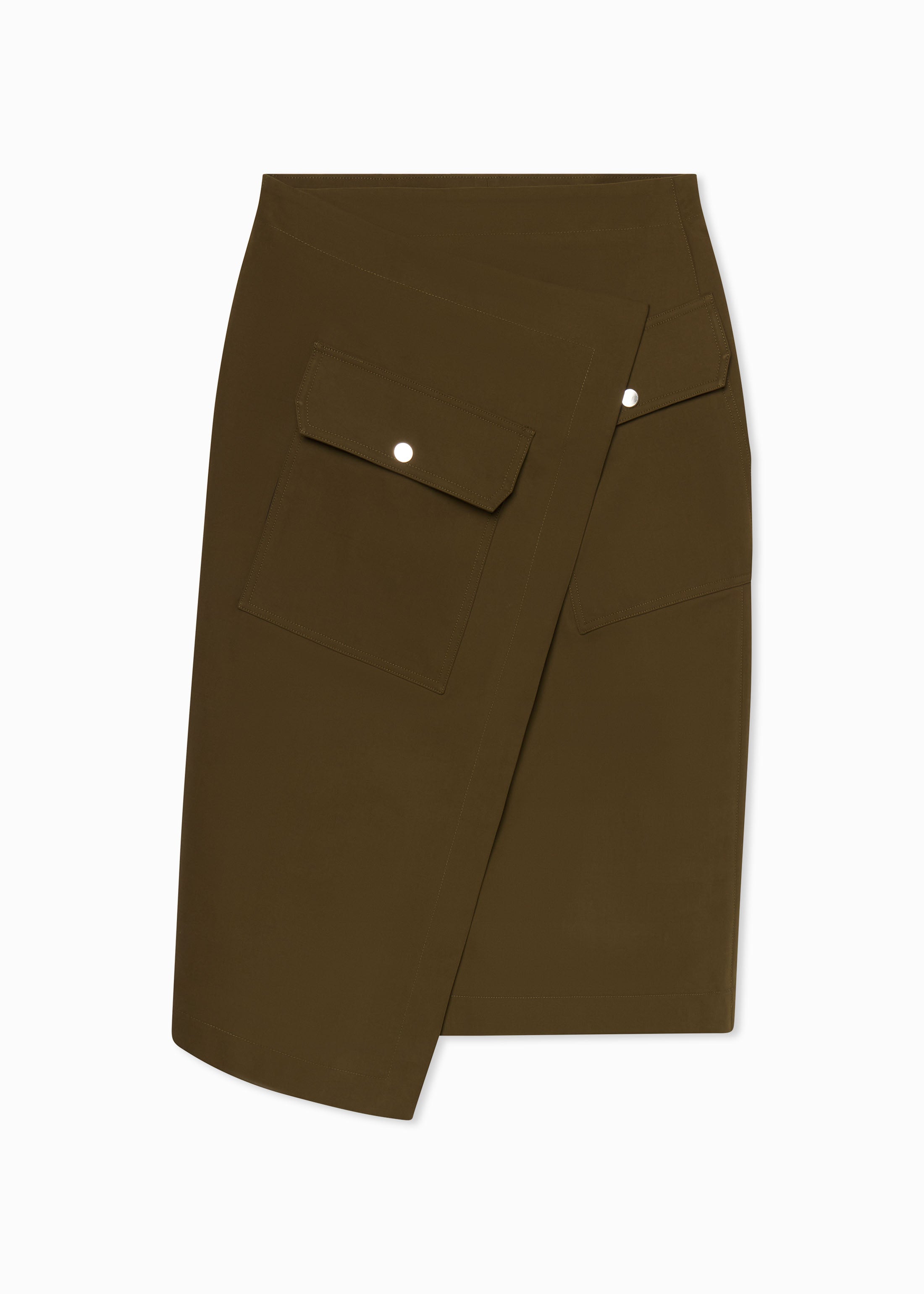 Wrap Skirt in Brushed Cotton - Olive