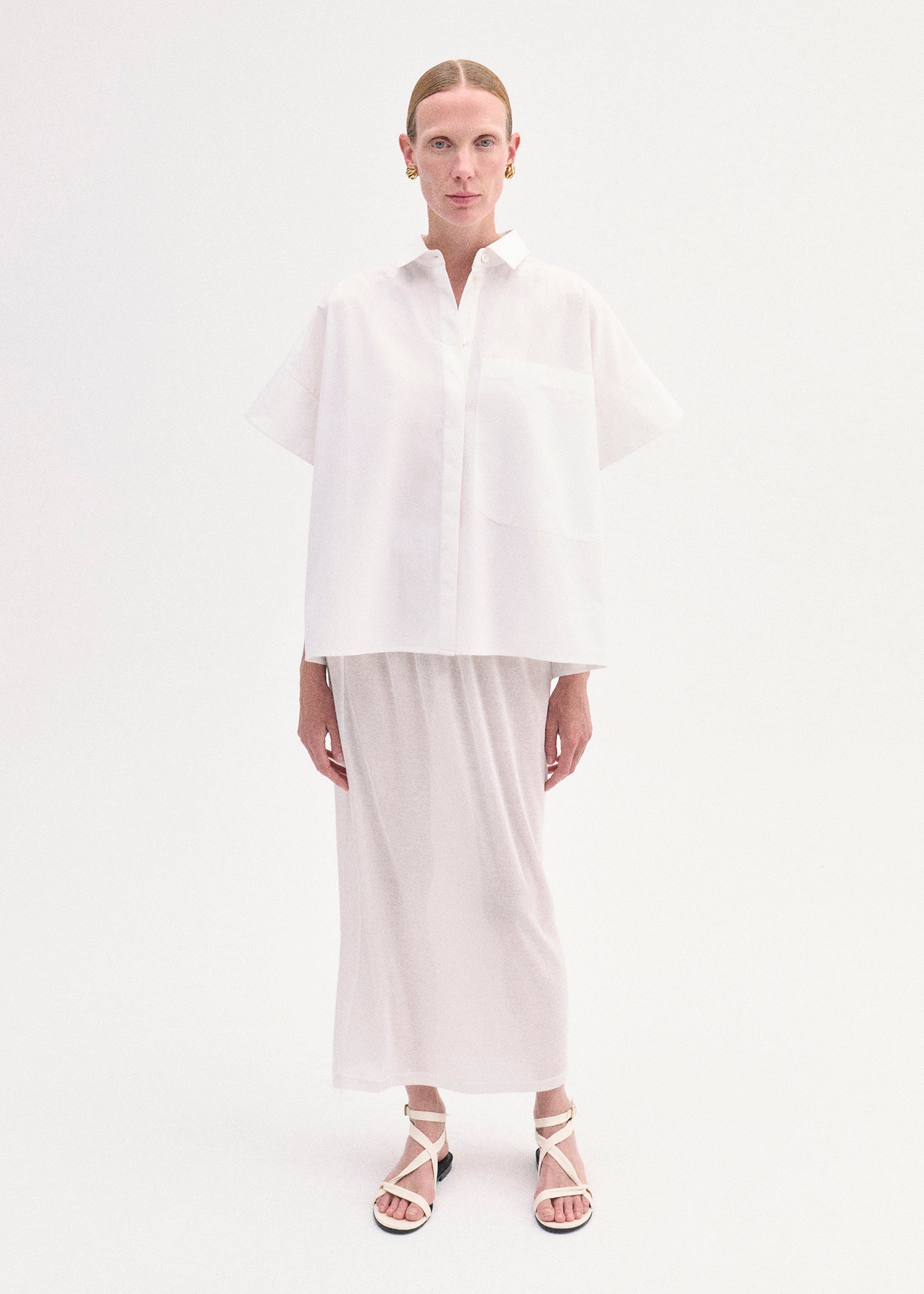 Pencil Skirt in Cotton Jersey -Ivory