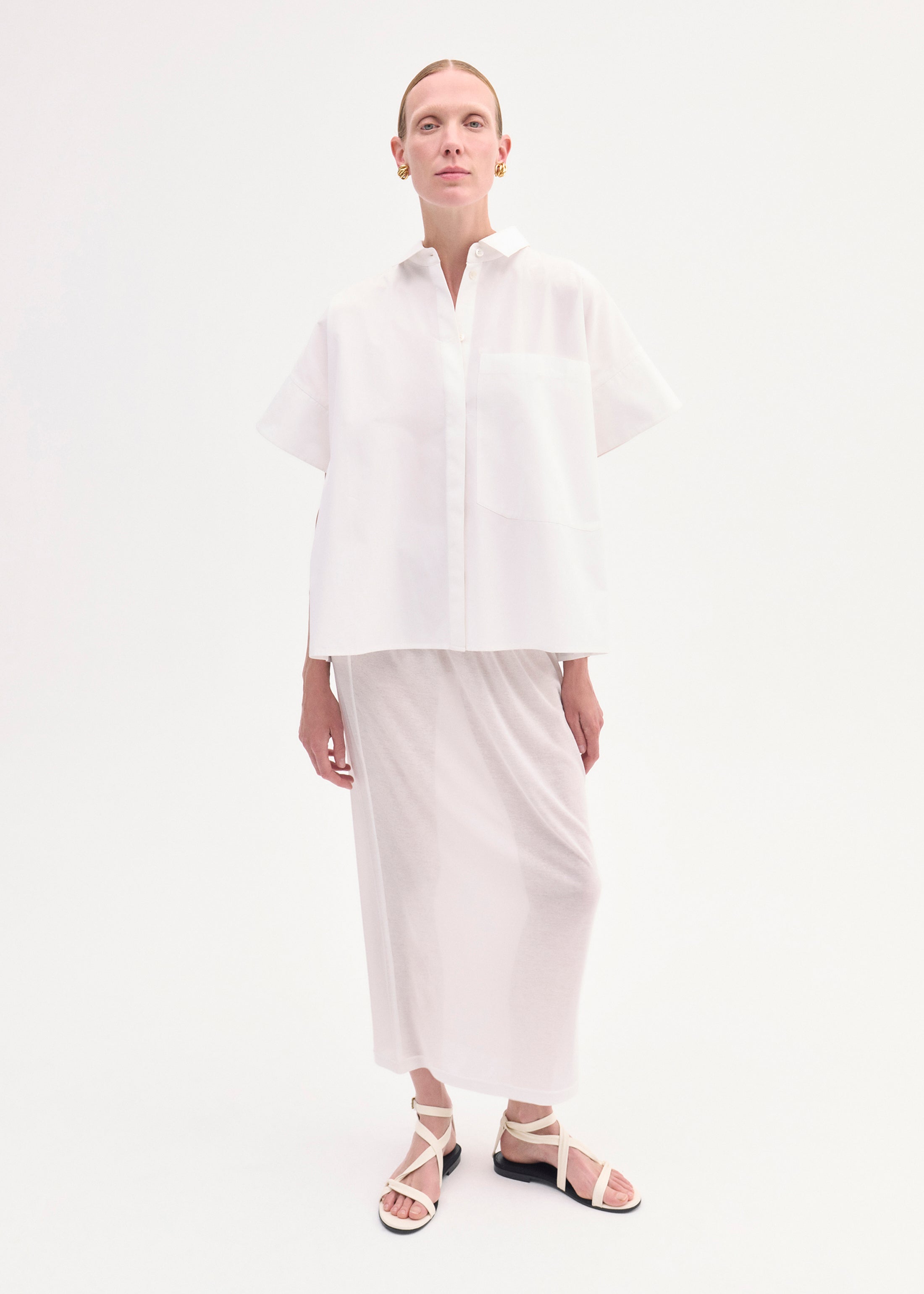 Pencil Skirt in Cotton Jersey -Ivory
