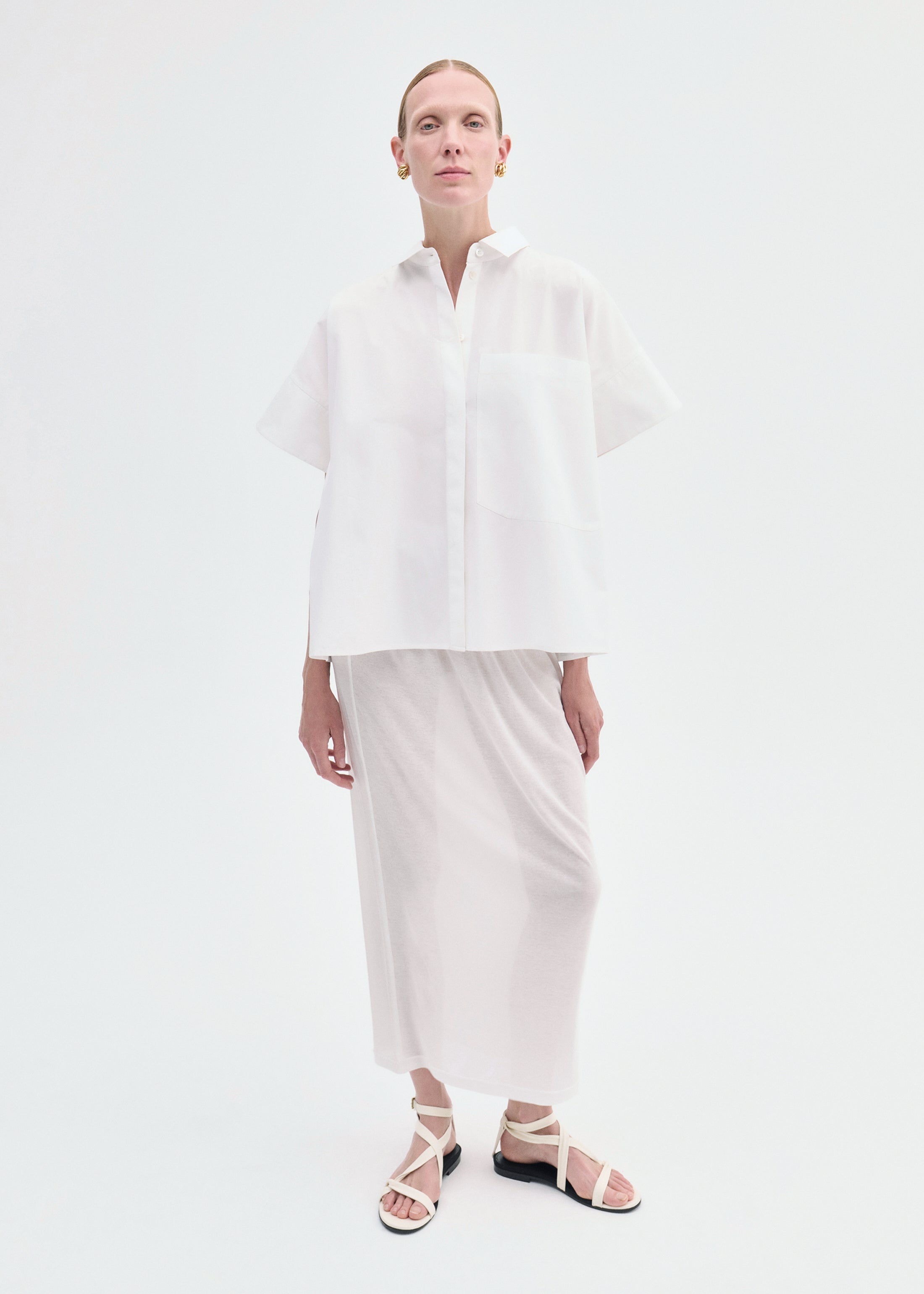 Pencil Skirt in Cotton Jersey -Ivory