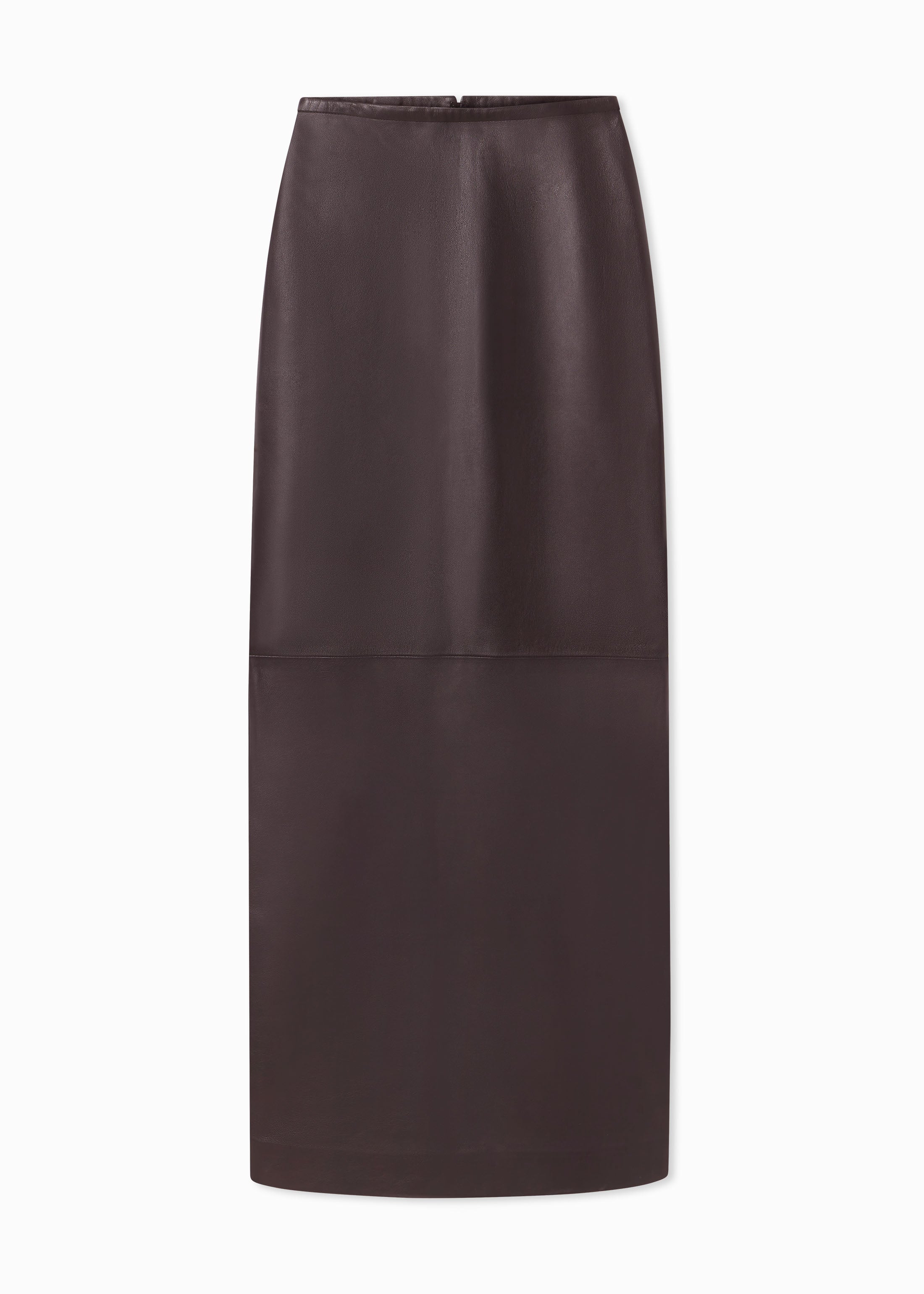 Full-Length Pencil Skirt in Leather - Chocolate