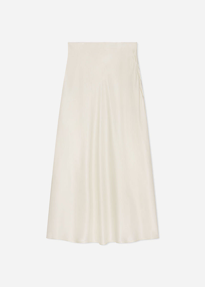 Bias Cut Slip Skirt in Silk - Ivory - CO