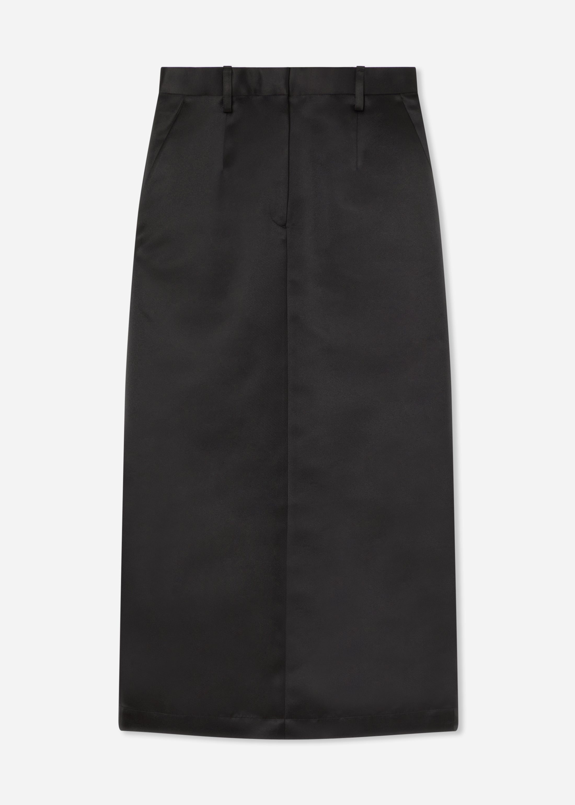 Tailored Pencil Skirt in Duchess Satin - Black