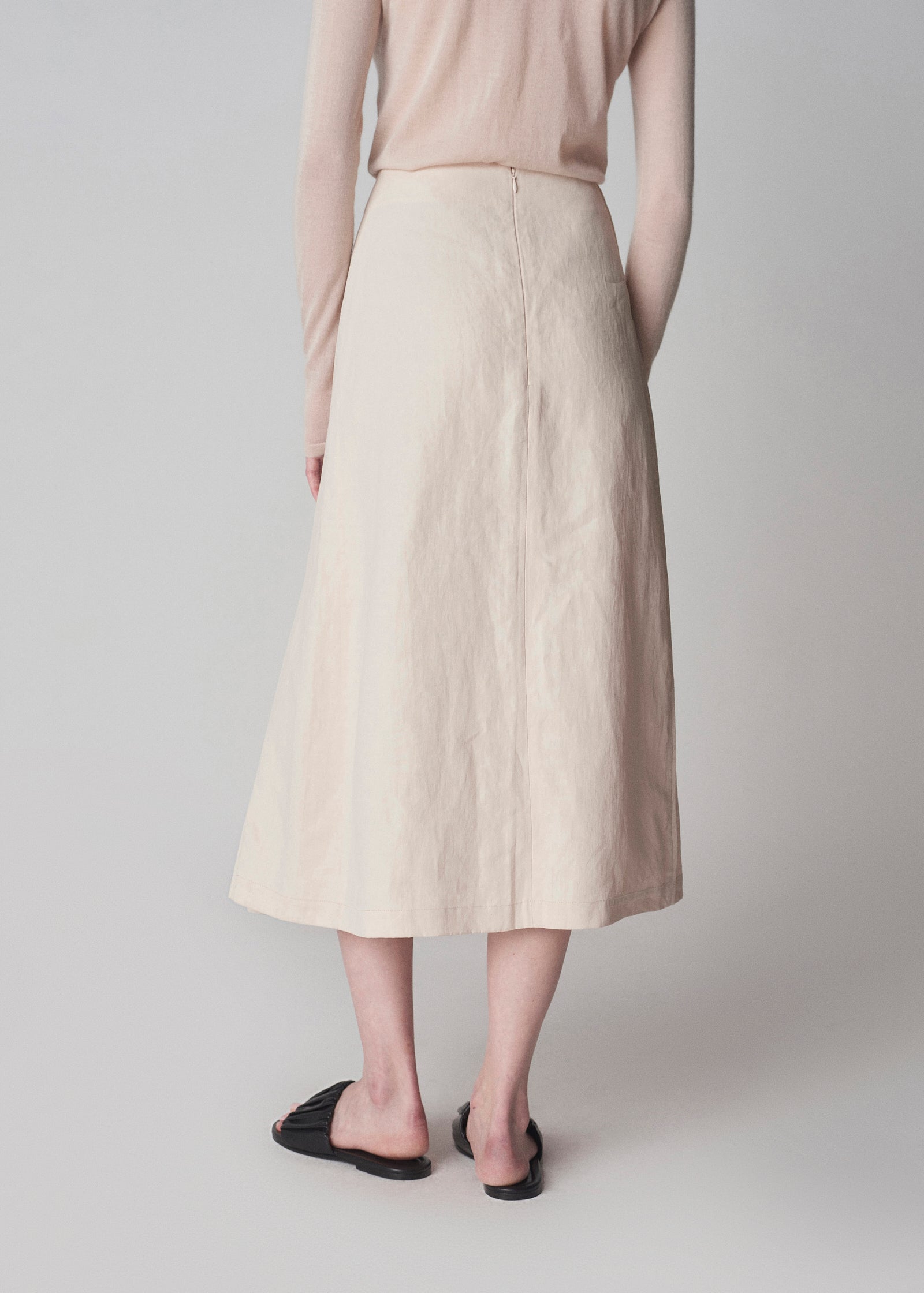 Linen Midi Skirt in Whisper Pink - CO Collections