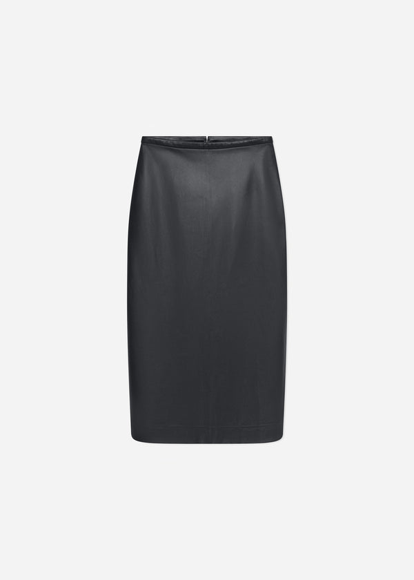 Midi Pencil Skirt in Leather - Black - CO