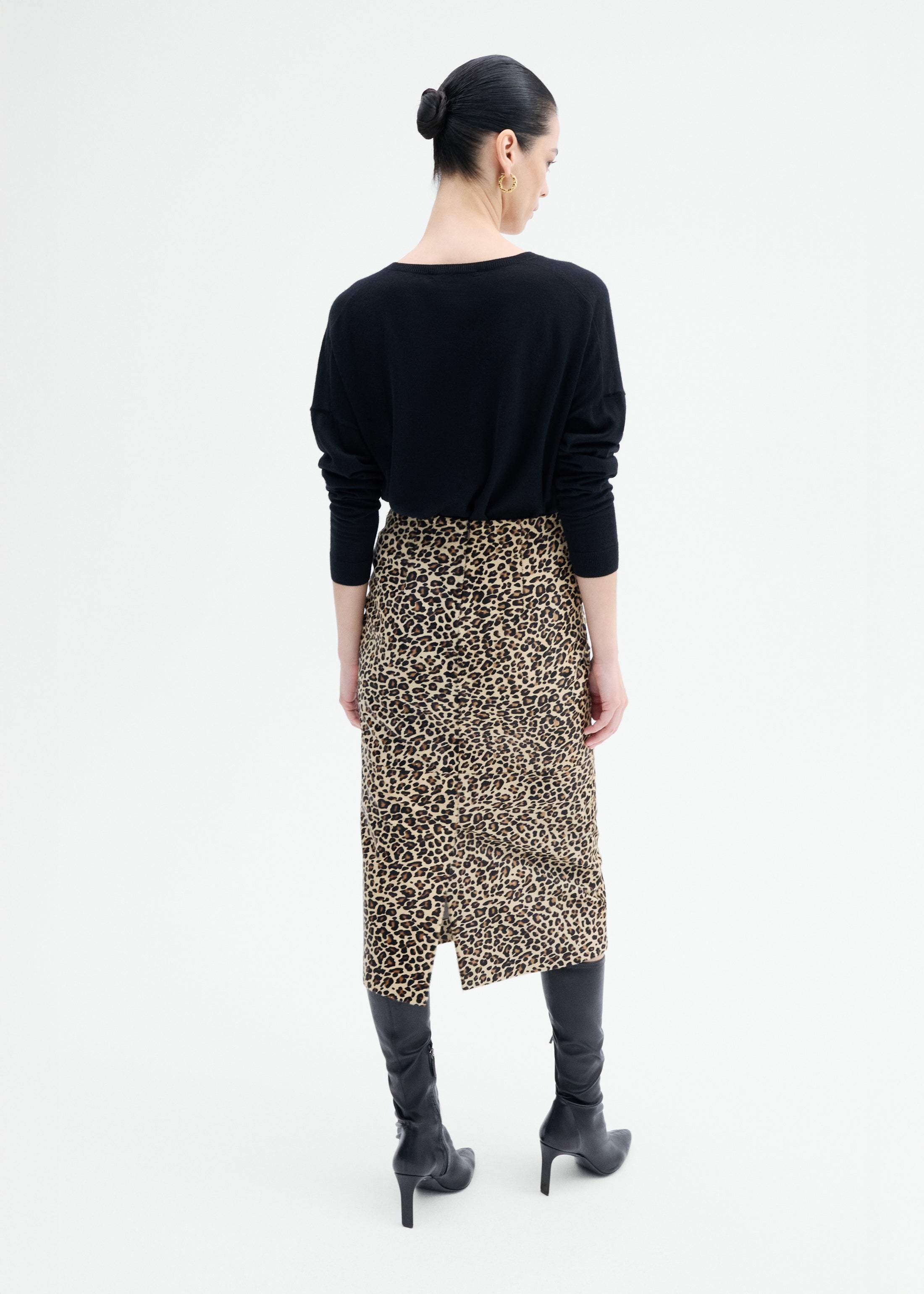 Leather Leopard Skirt in Calf Hair - Leopard