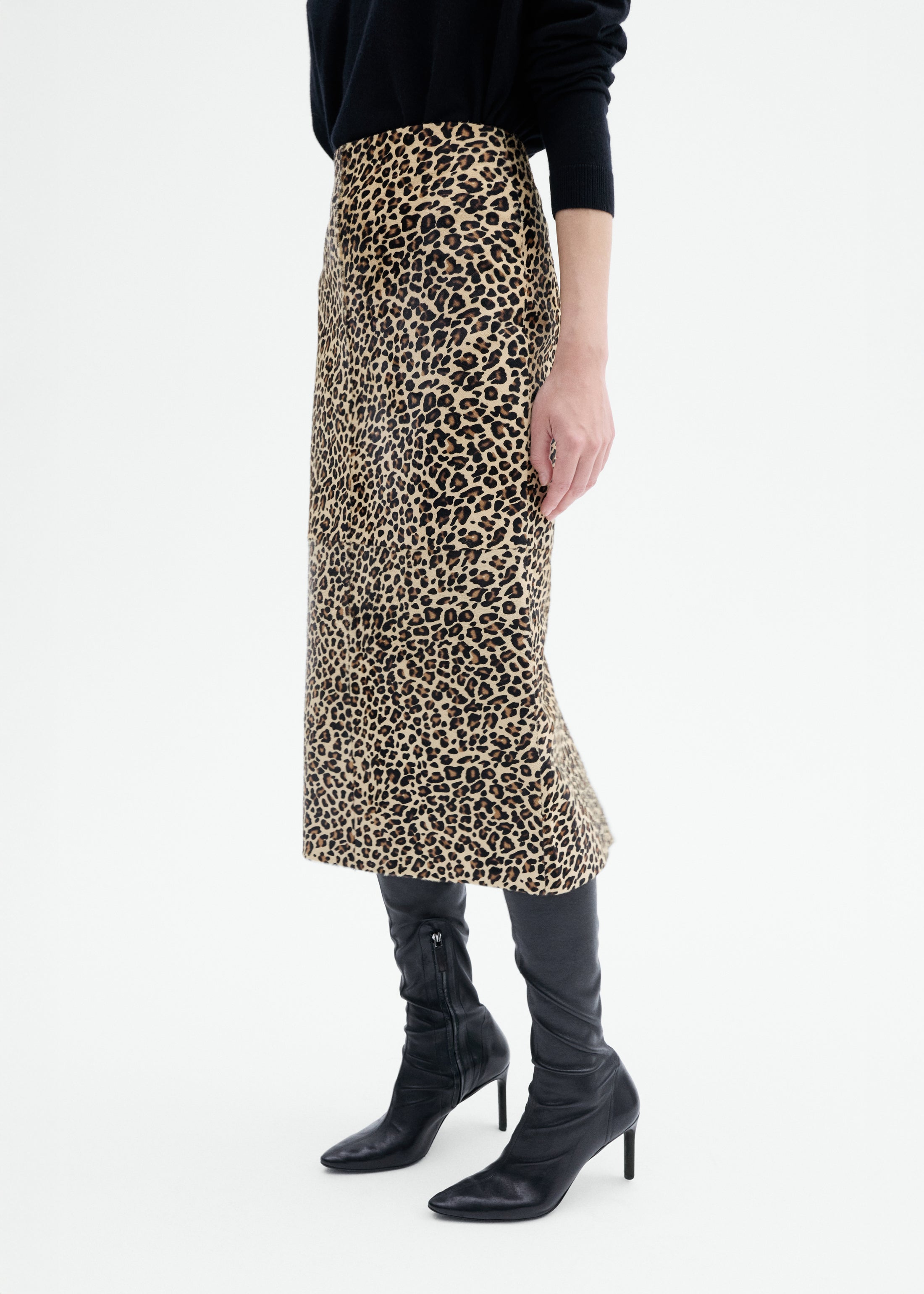 Leather Leopard Skirt in Calf Hair - Leopard