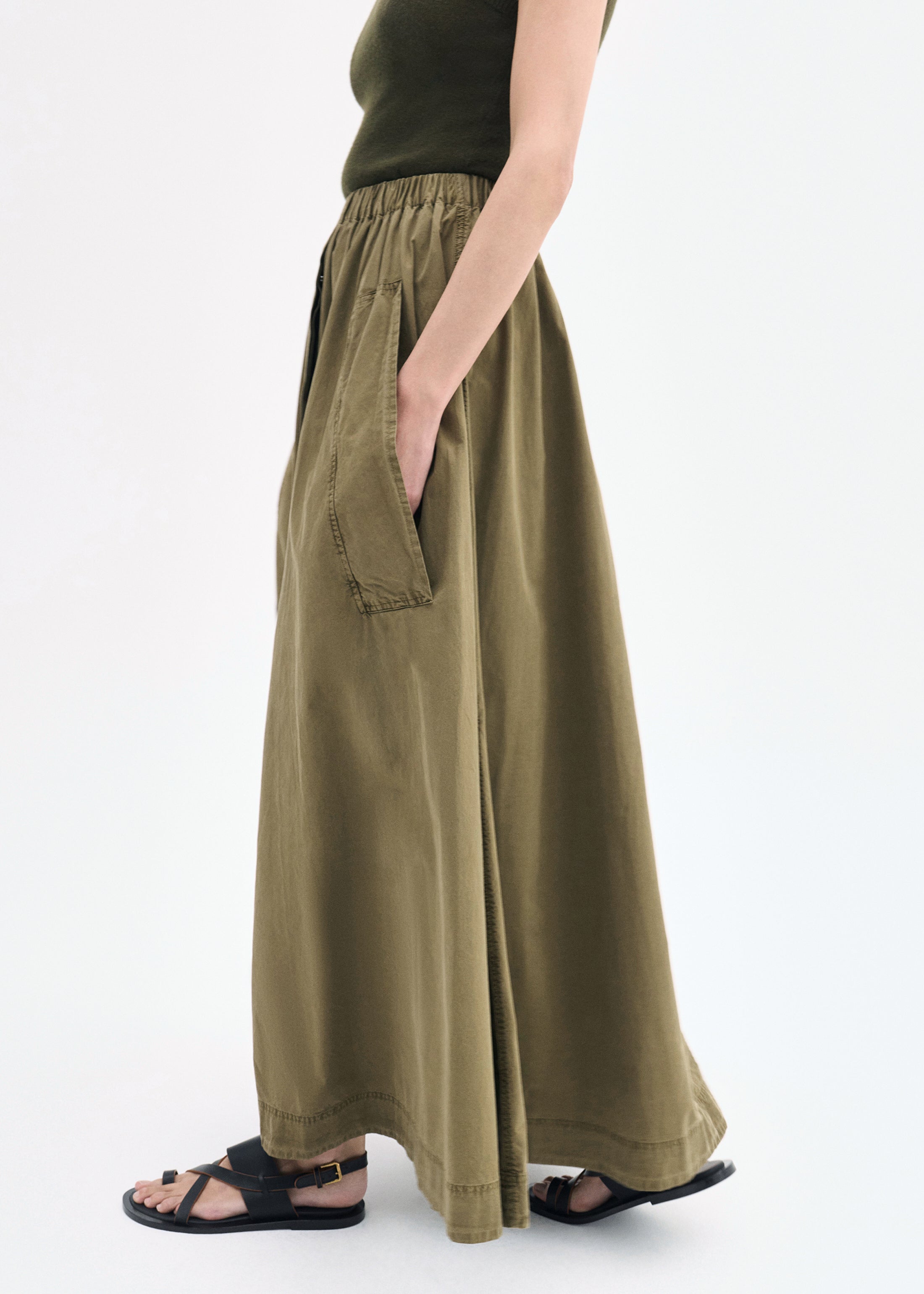 Parachute Skirt in Cotton Twill - Olive