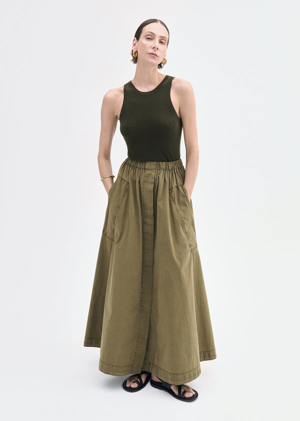 Parachute Skirt in Cotton Twill - Olive - CO