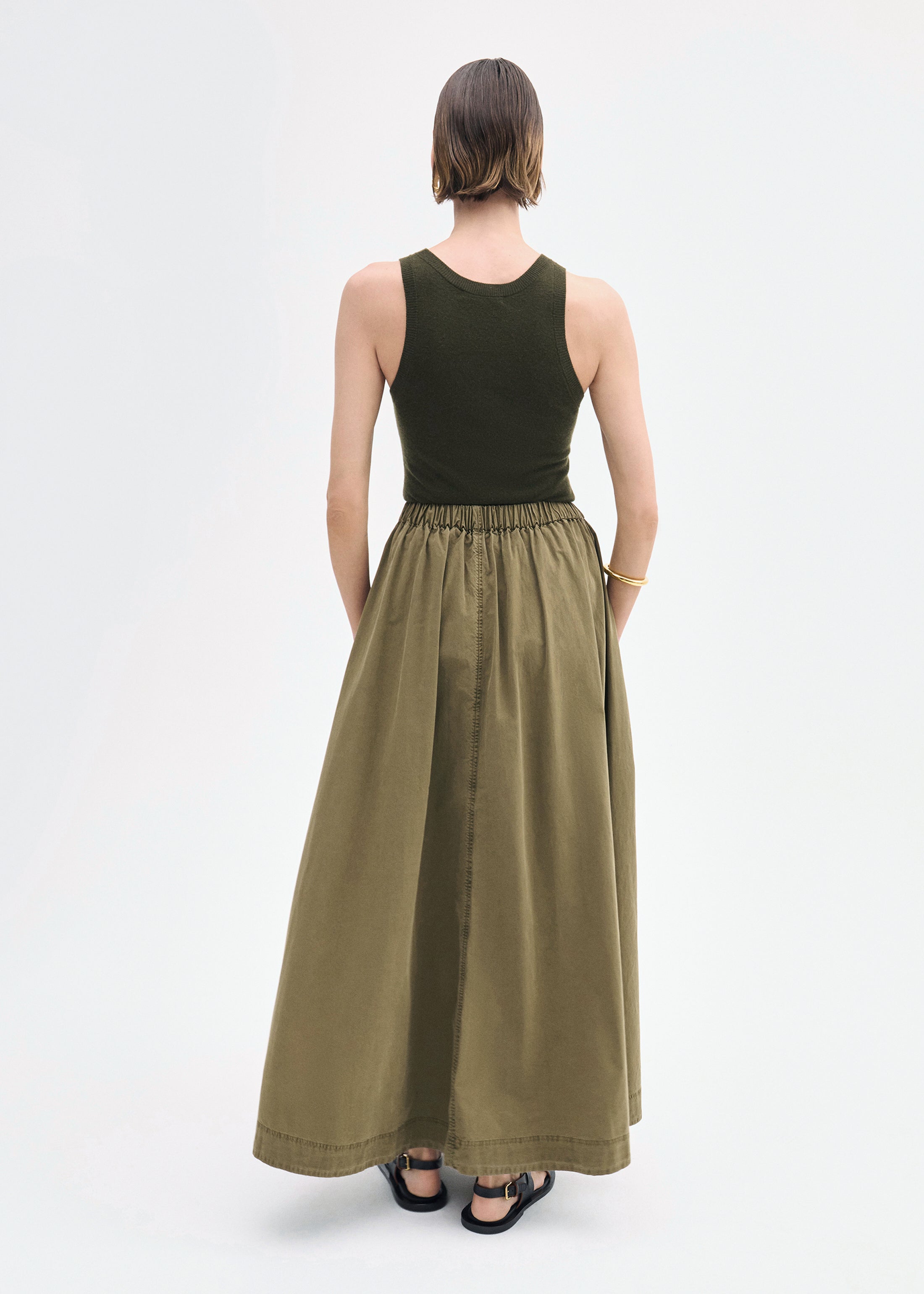 Parachute Skirt in Cotton Twill - Olive