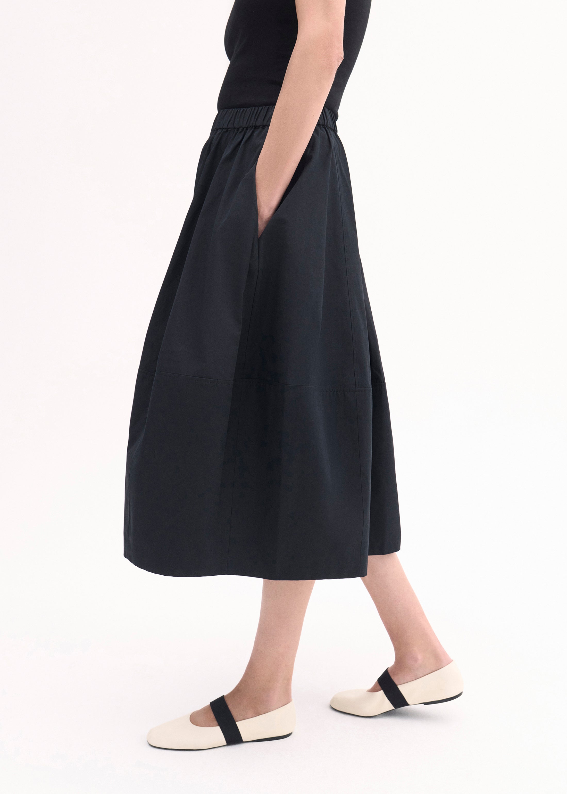 Full Skirt in Cotton Poplin - Black