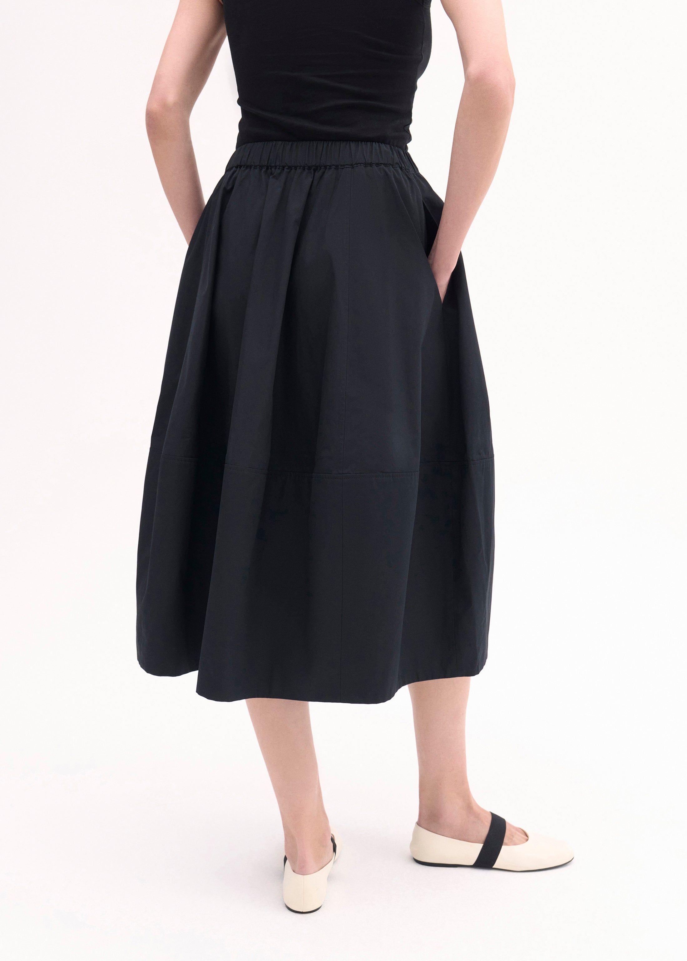 Full Skirt in Cotton Poplin - Black