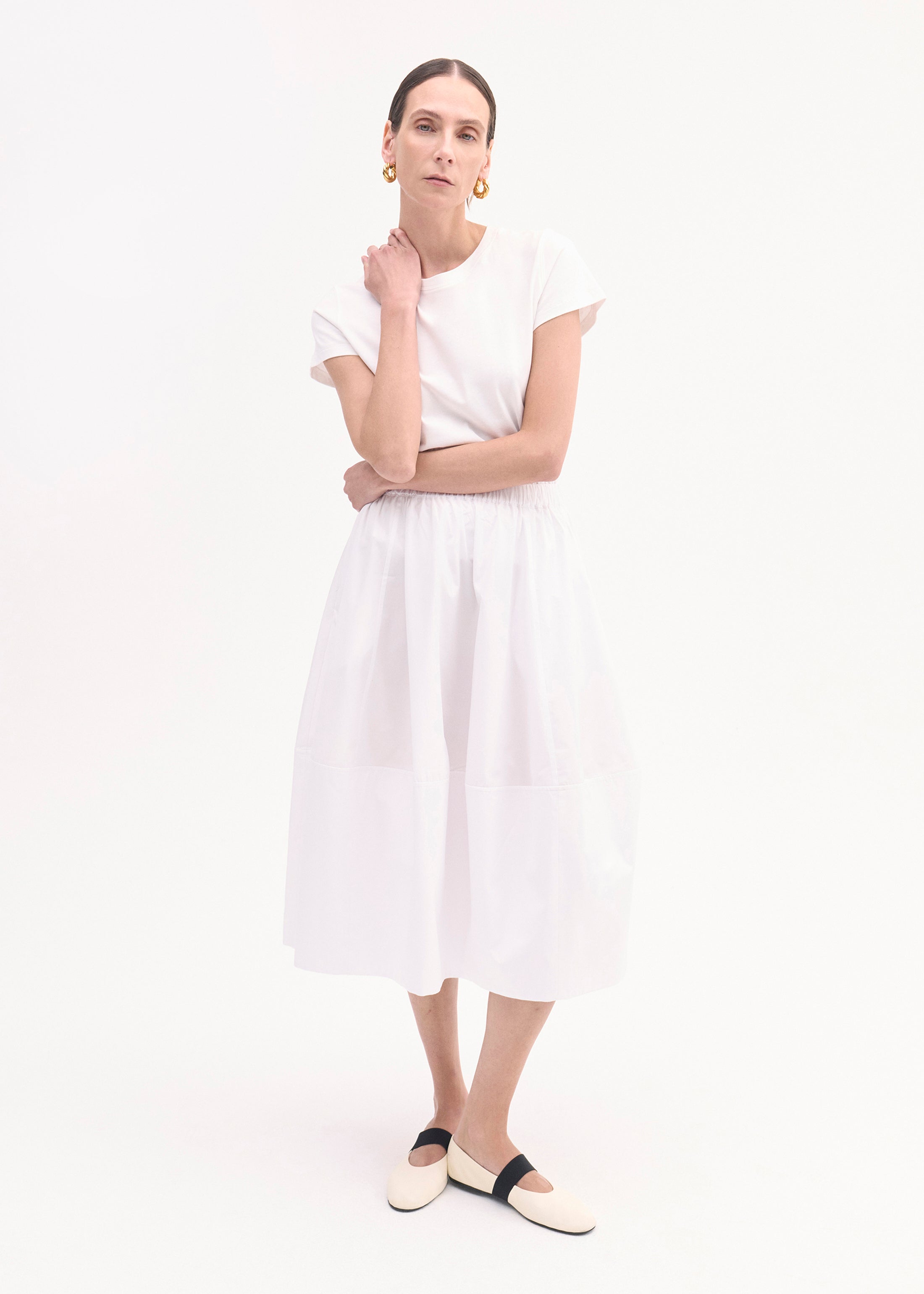 Full Skirt in Cotton Poplin - White