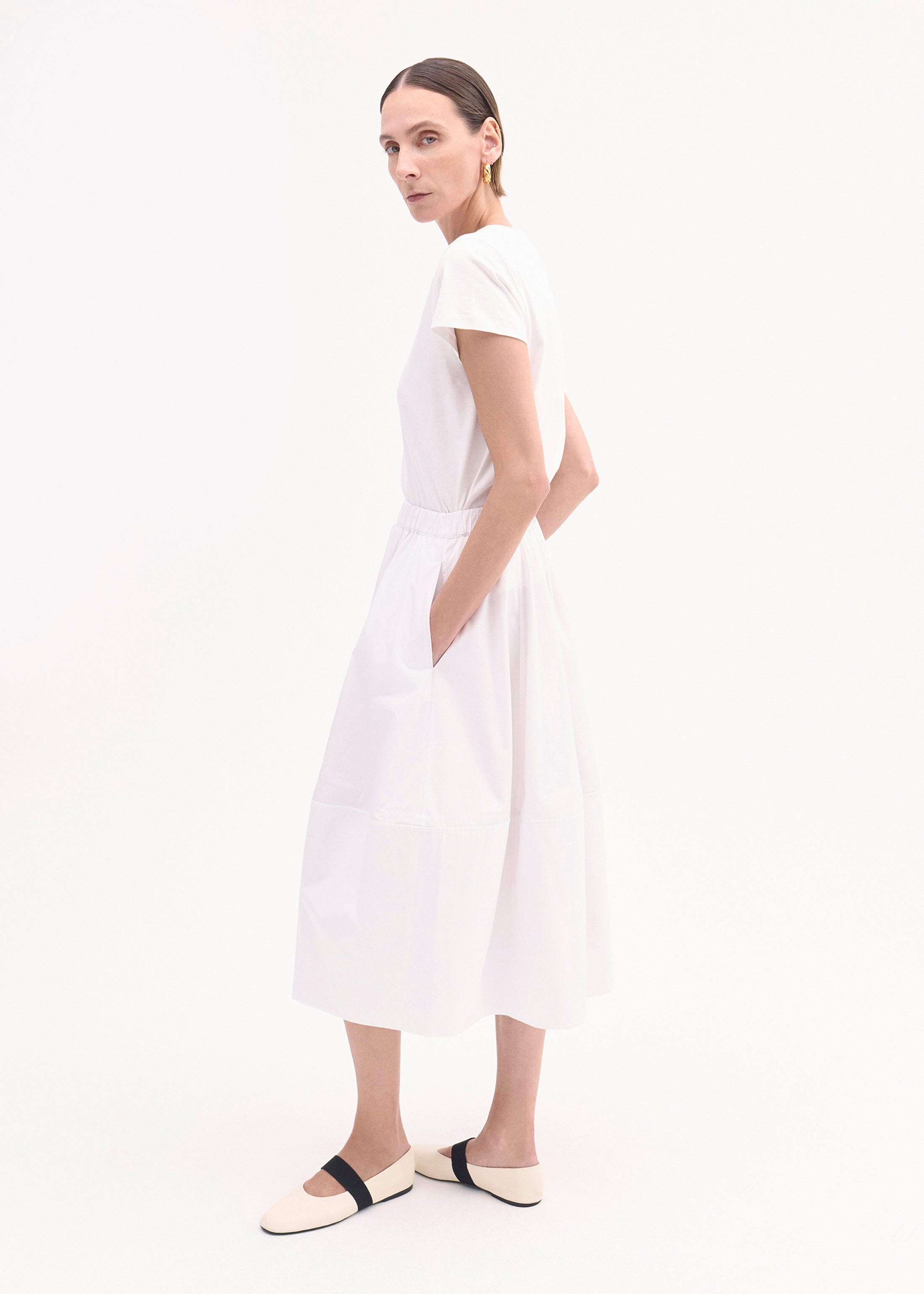 Full Skirt in Cotton Poplin - White