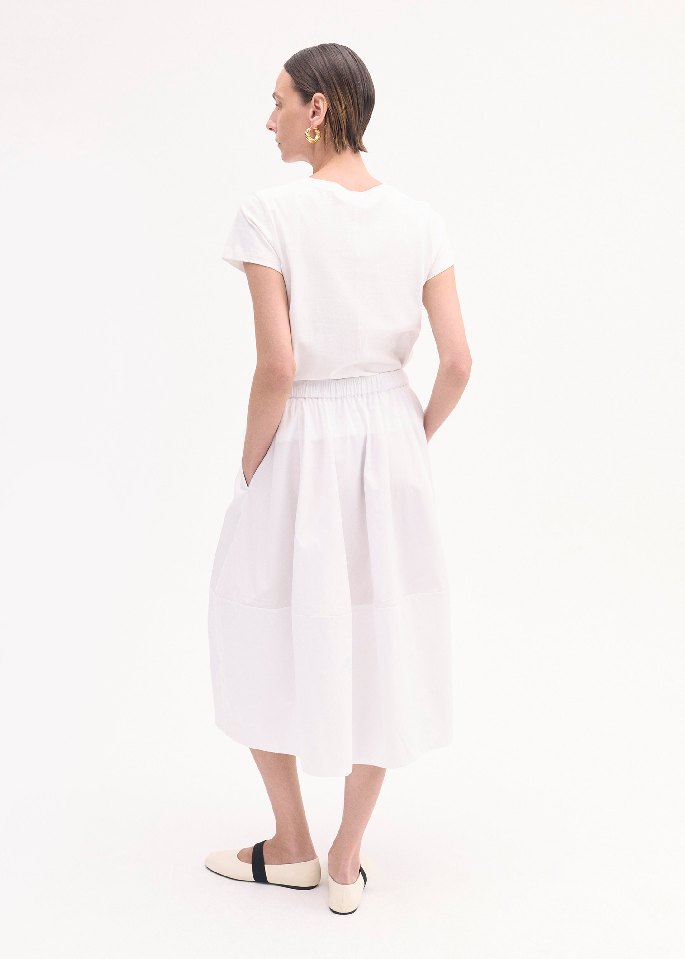 Full Skirt in Cotton Poplin - White