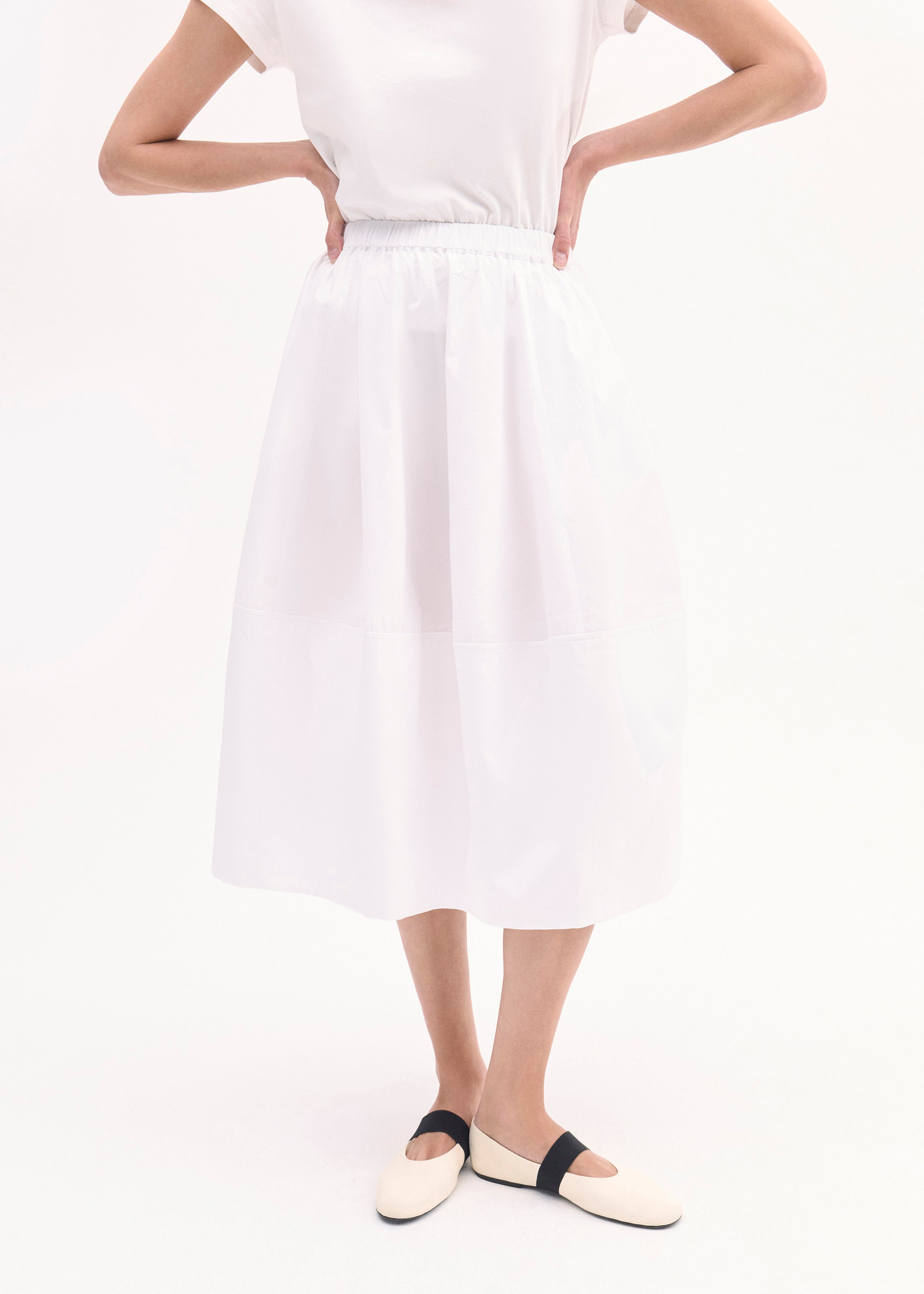 Full Skirt in Cotton Poplin - White
