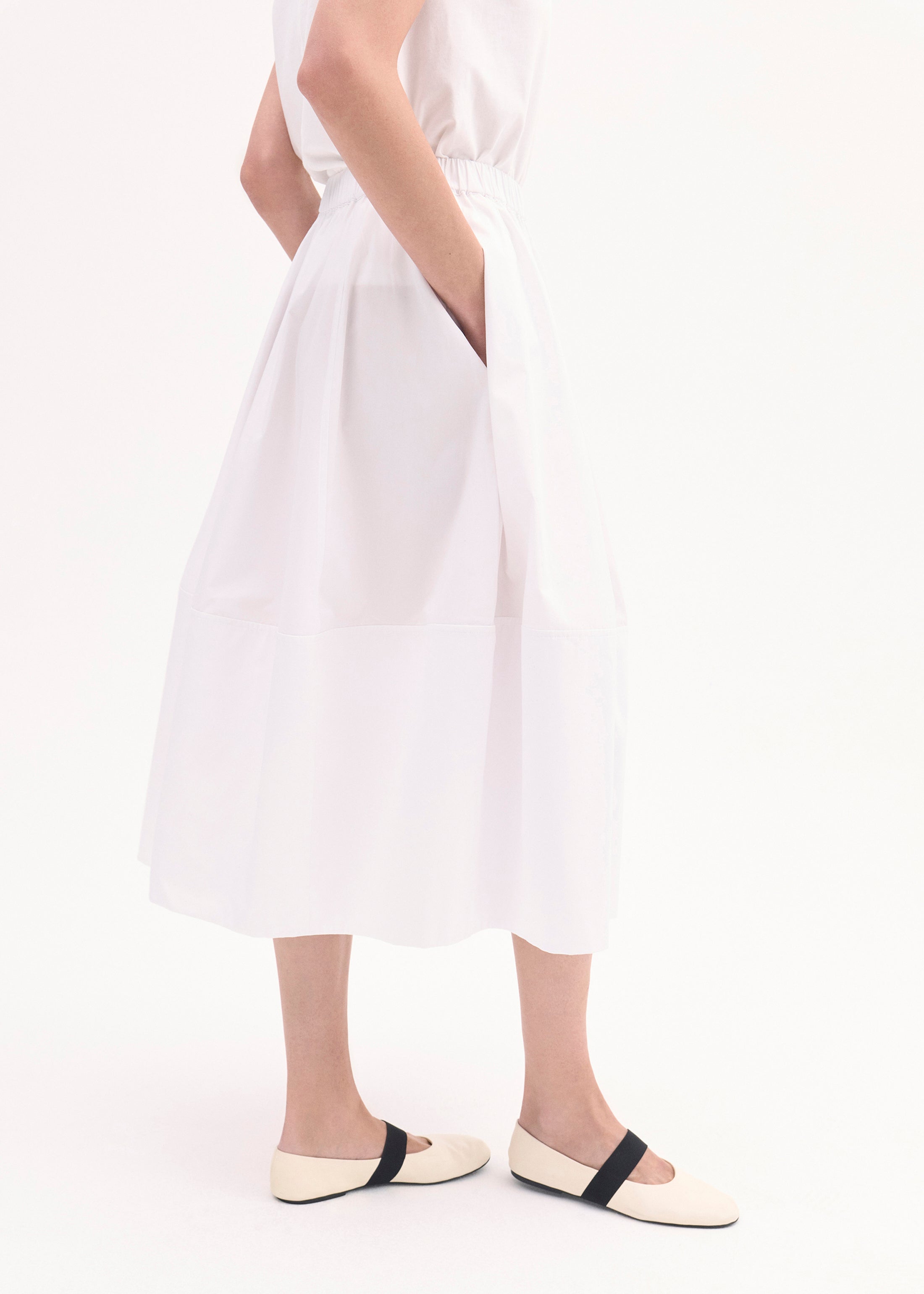 Slip on Ballerina in Chiffon Leather - Ivory