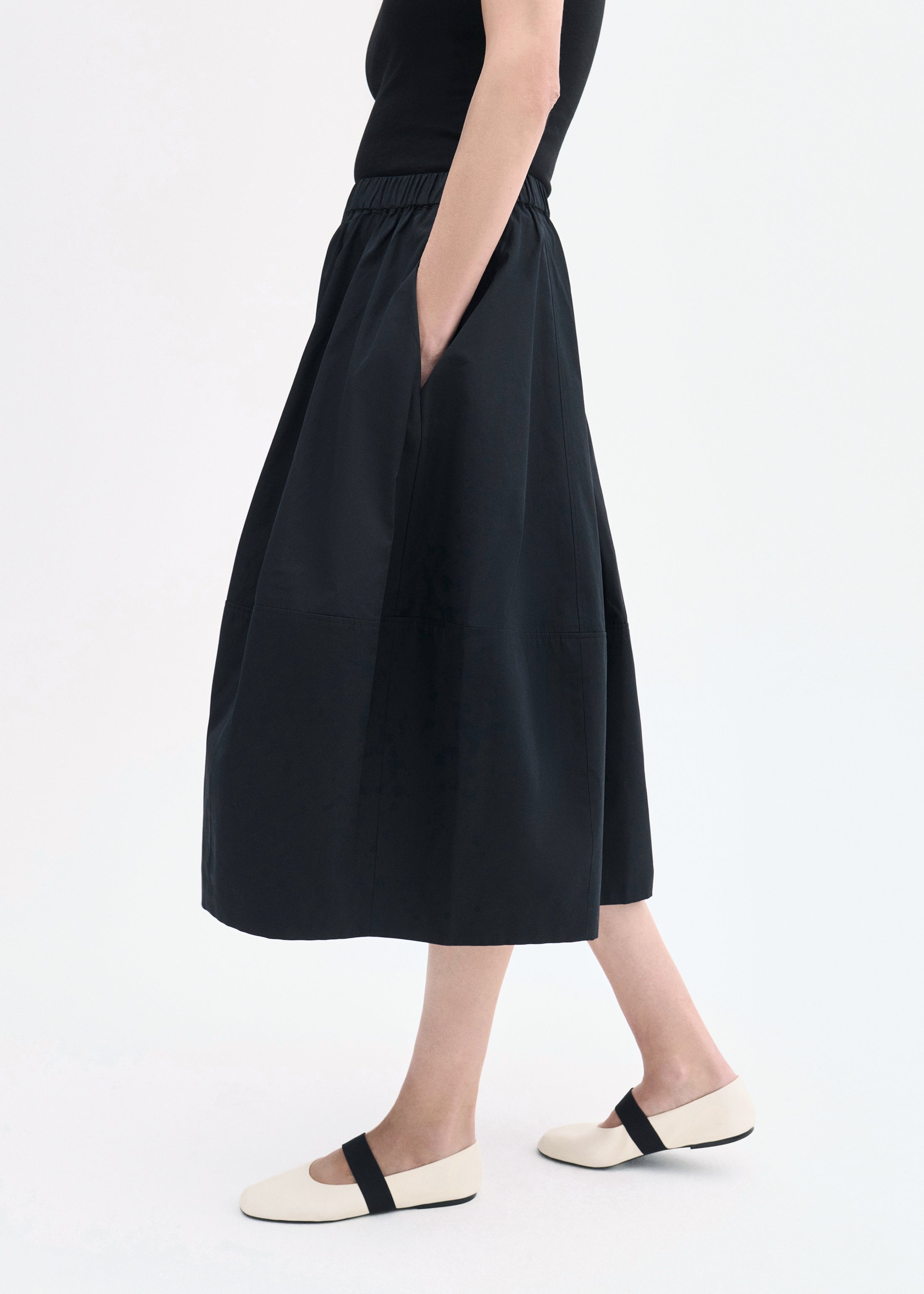 Full Skirt in Cotton Poplin - Black