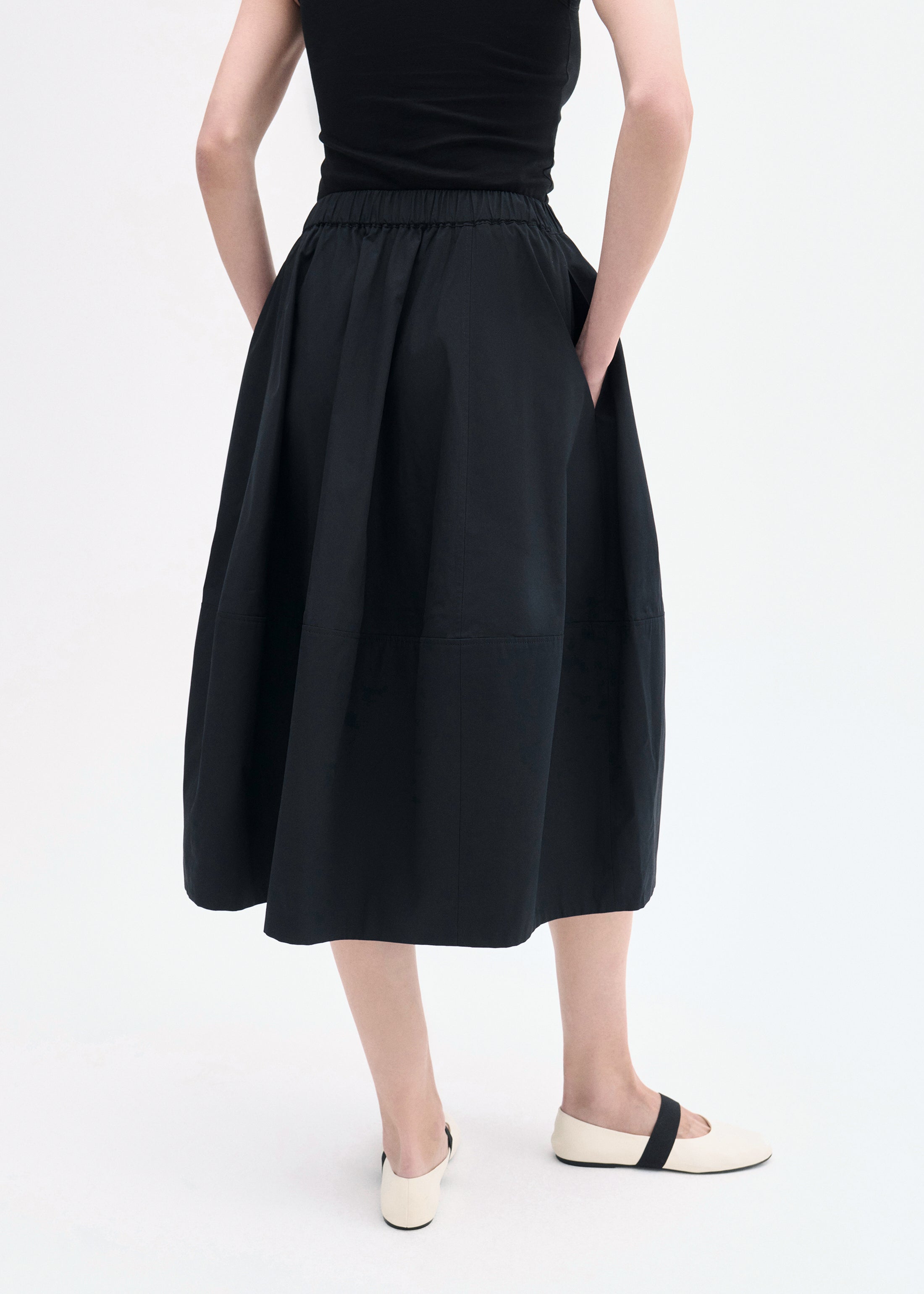Full Skirt in Cotton Poplin - Black