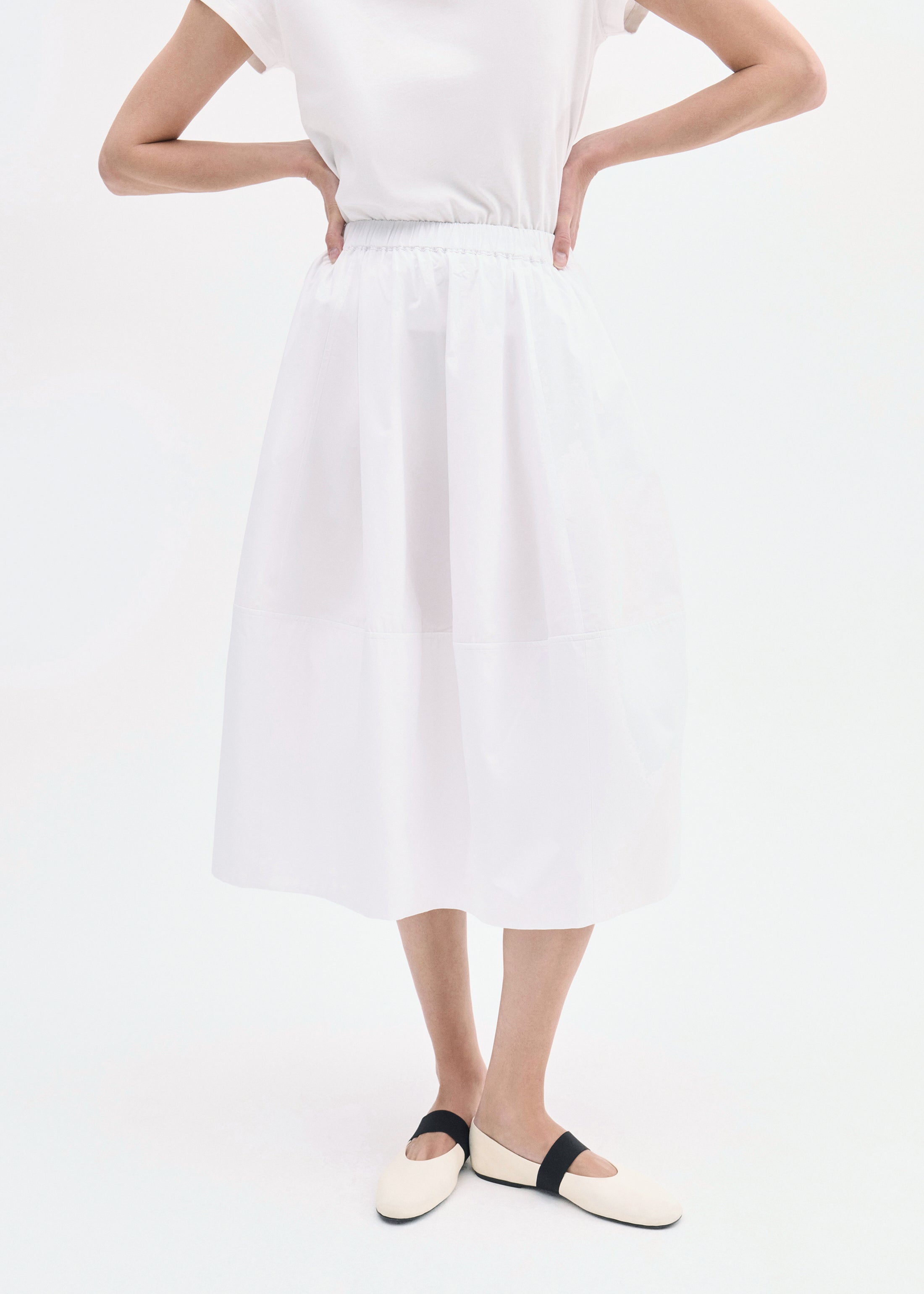 Full Skirt in Cotton Poplin - White