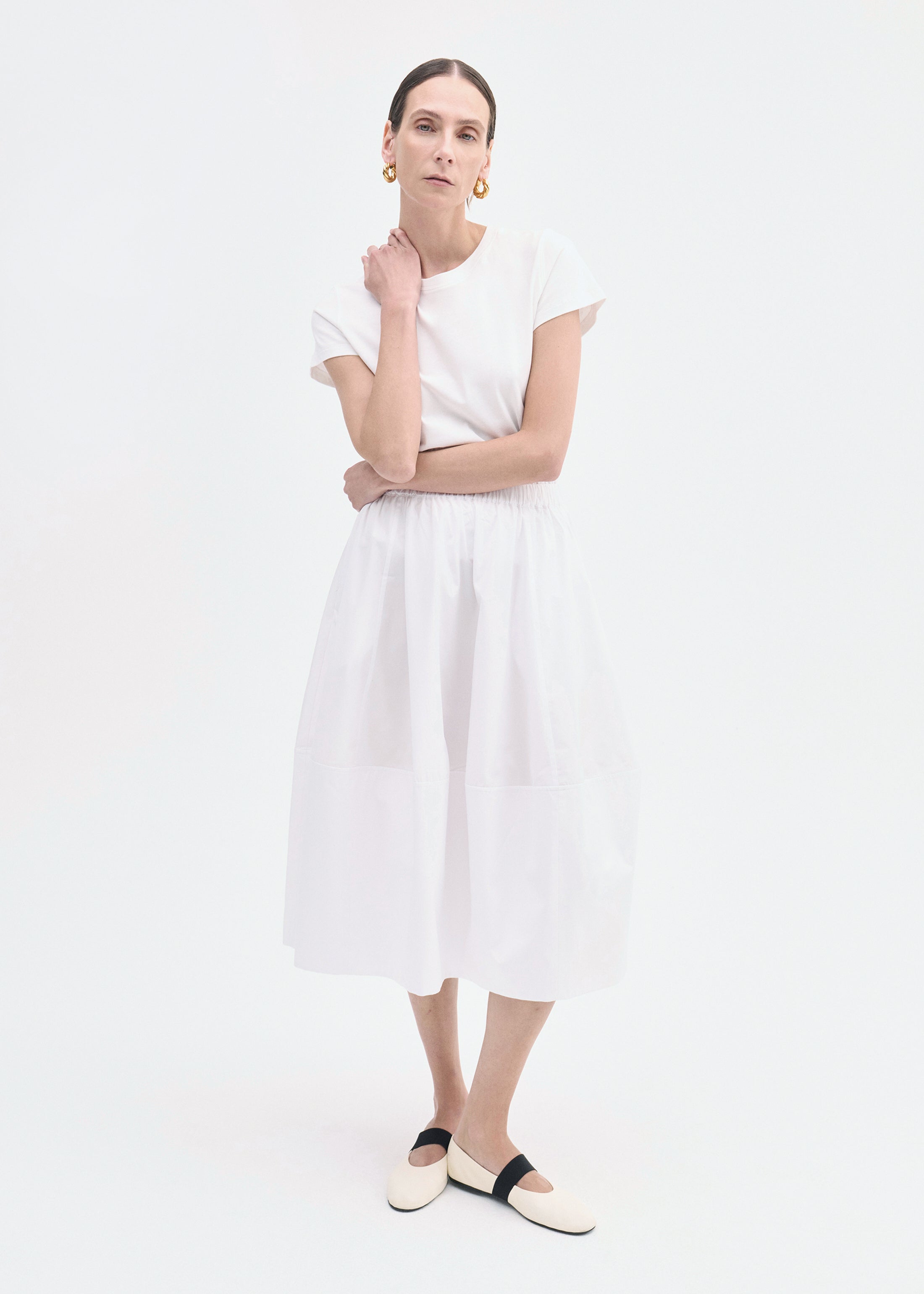 Full Skirt in Cotton Poplin - White