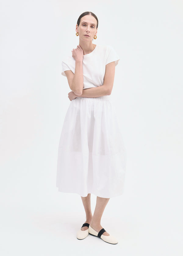 Full Skirt in Cotton Poplin - White - CO