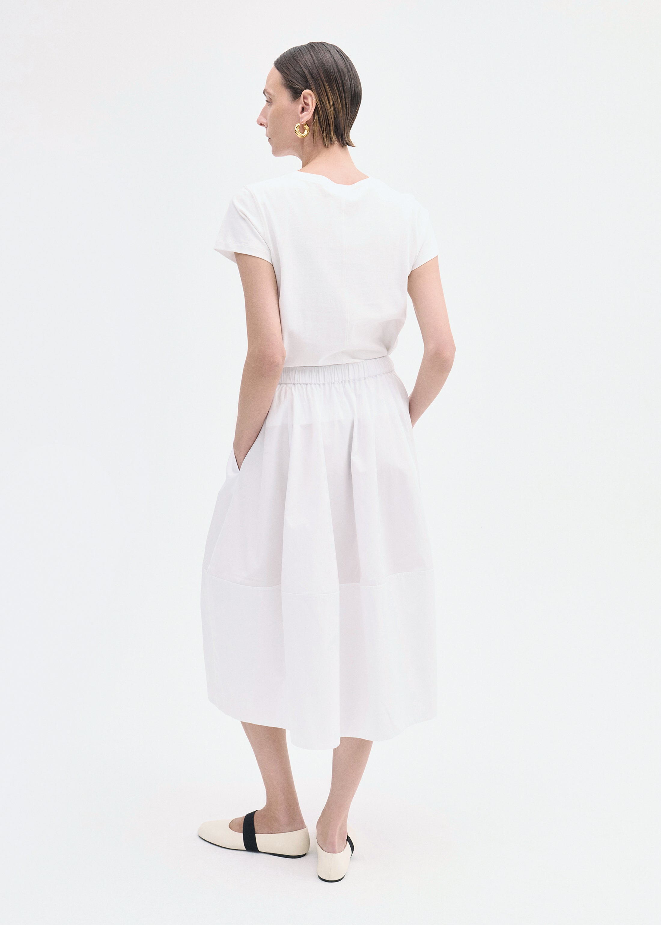 Full Skirt in Cotton Poplin - White