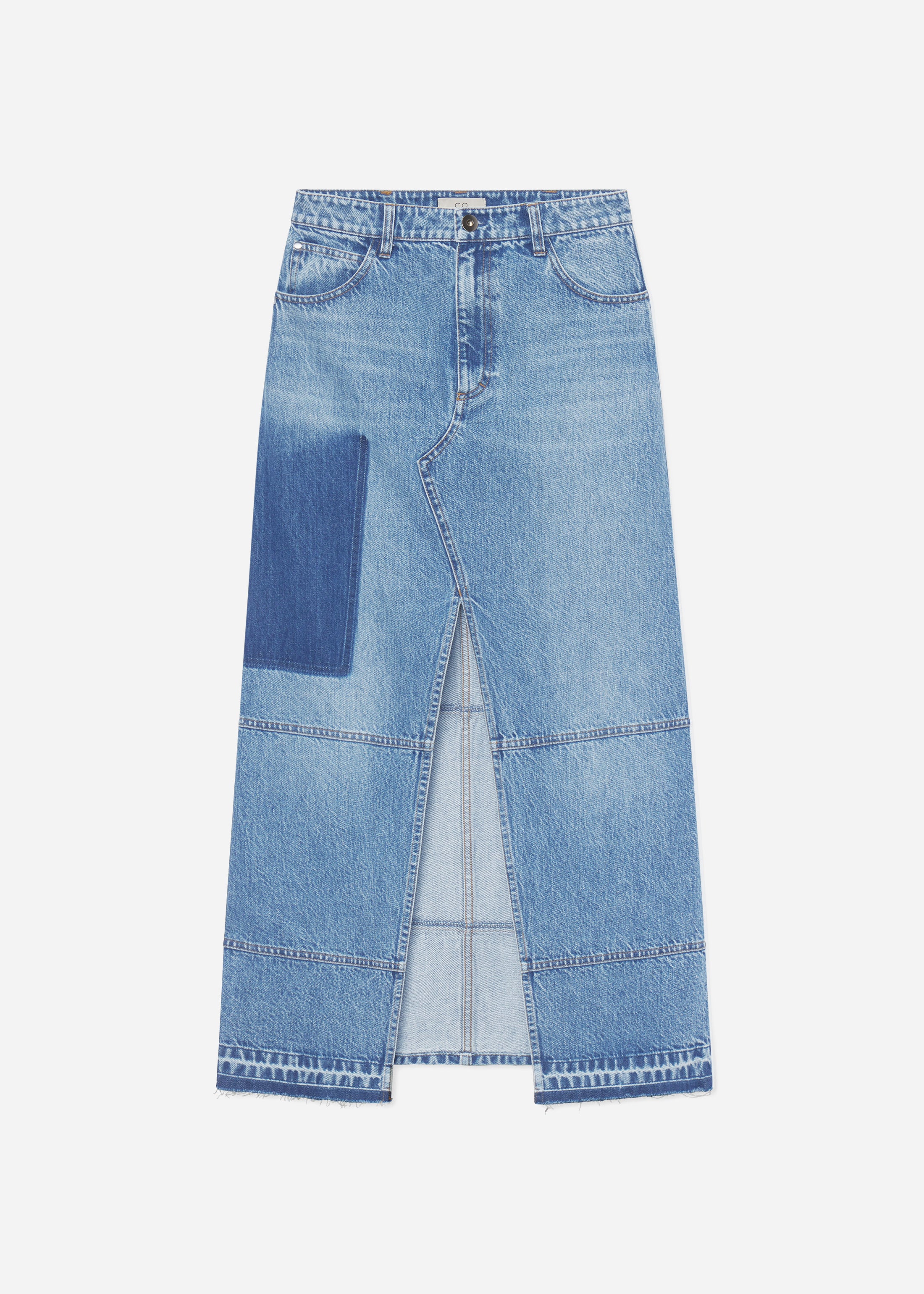 Patchwork Maxi Skirt in Denim - Indigo