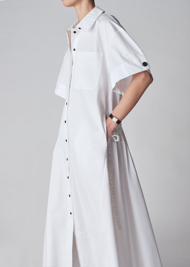 Short Sleeve Shirtdress in Cotton - White - CO