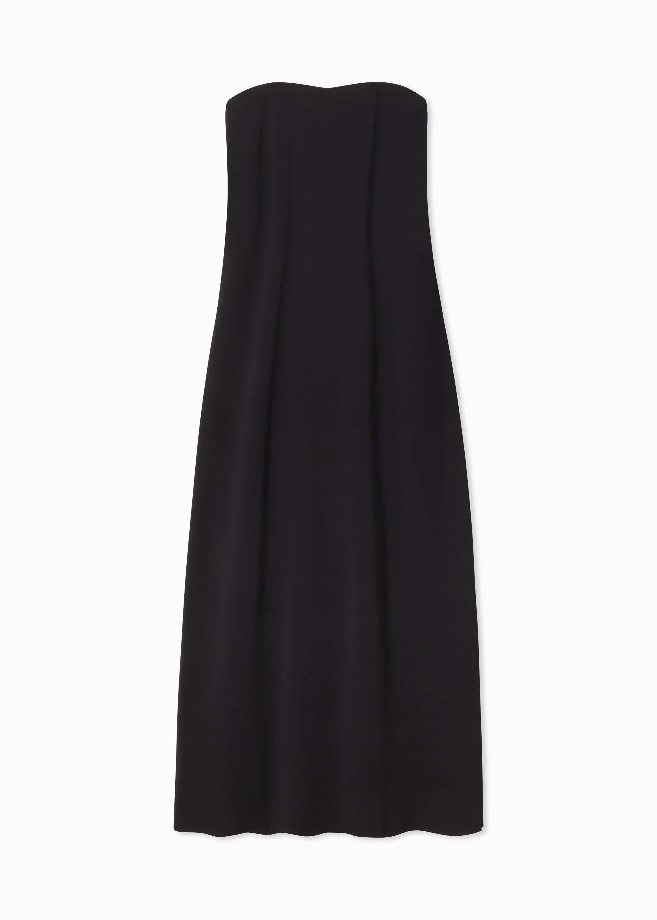 Strapless Column Dress in Viscose Crepe - Black
