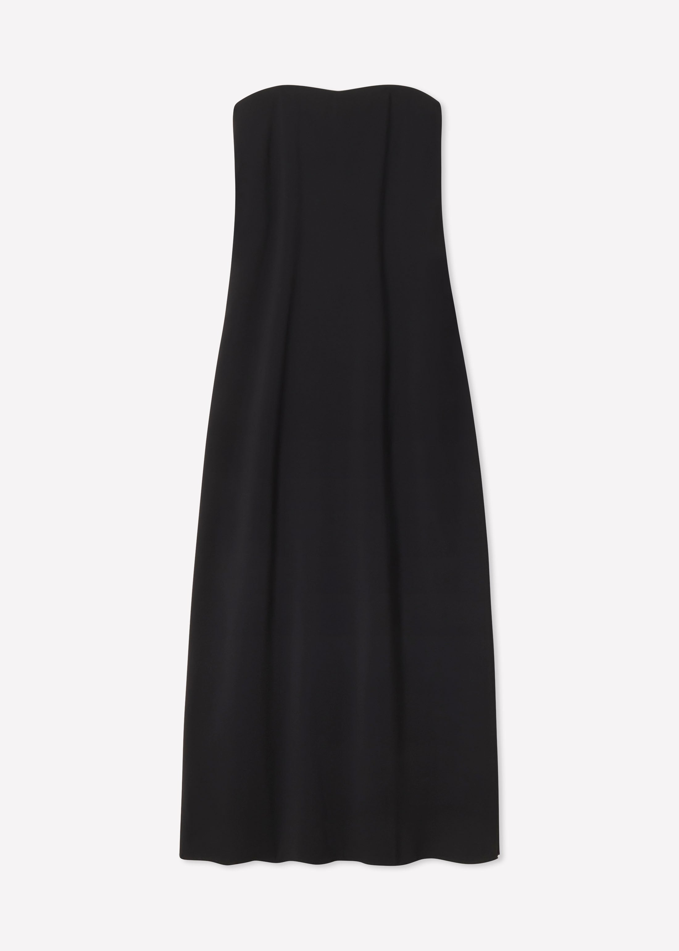 Strapless Column Dress in Viscose Crepe - Black