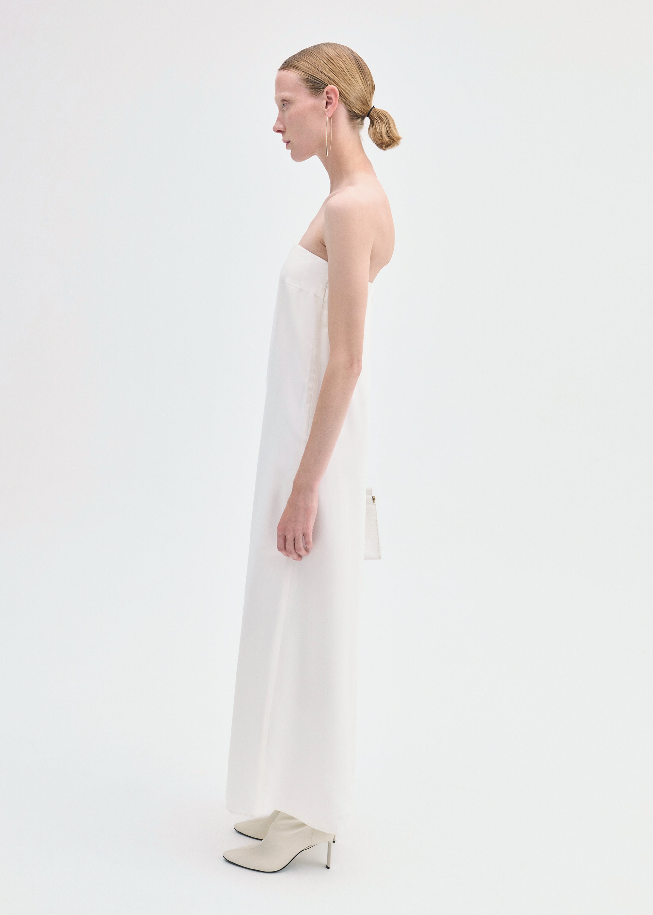 Strapless Column Dress in Viscose Crepe - Ivory