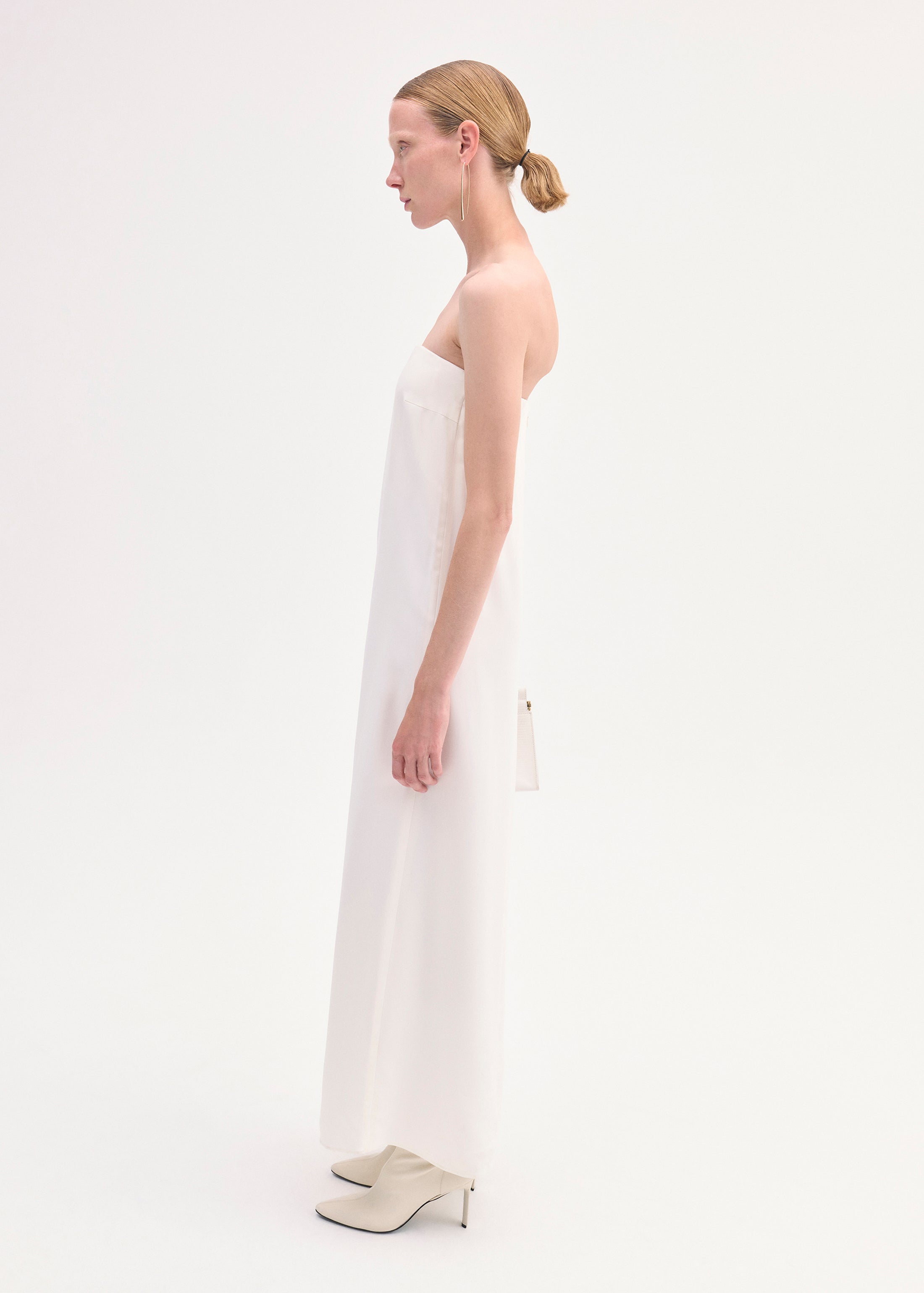 Strapless Column Dress in Viscose Crepe - Ivory