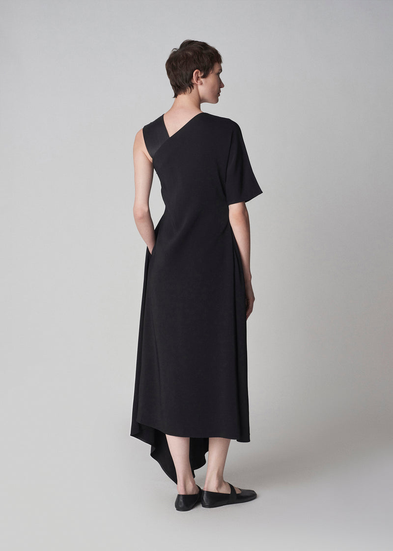 Napkin Dress in Stretch Viscose Crepe - Black - CO