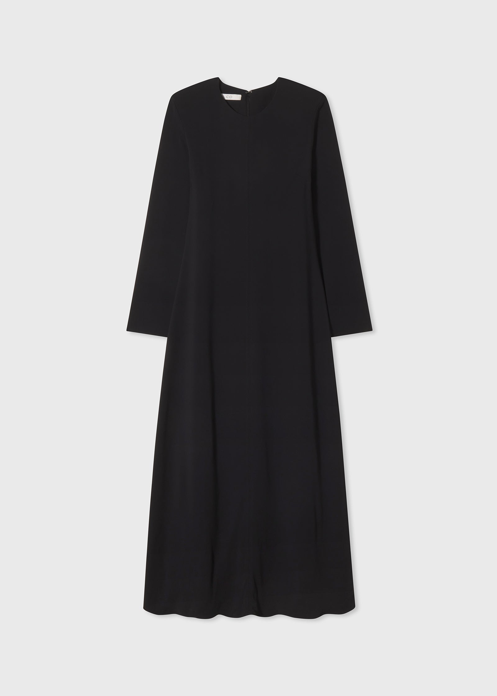Long Sleeve Column Dress in Viscose Crepe - Black - CO Collections