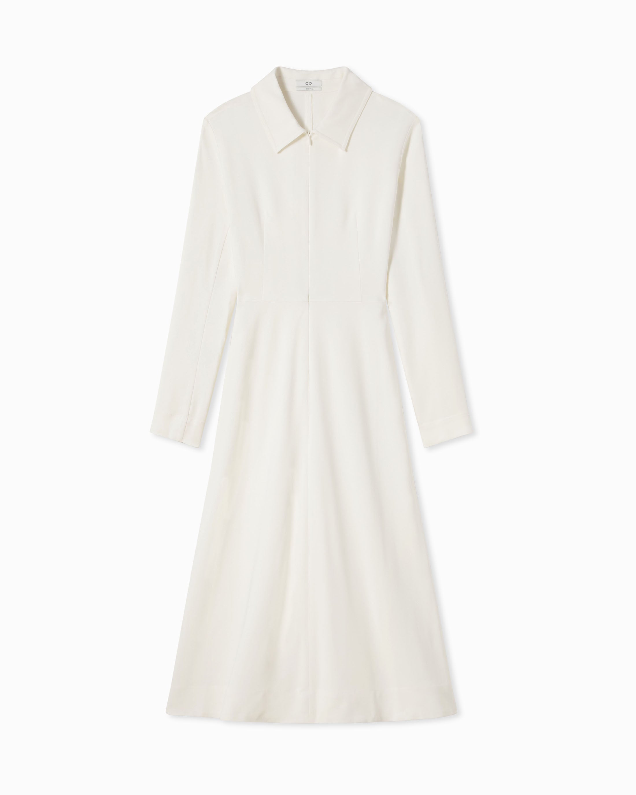 Long Sleeve Shirt Dress in Crepe - Ivory