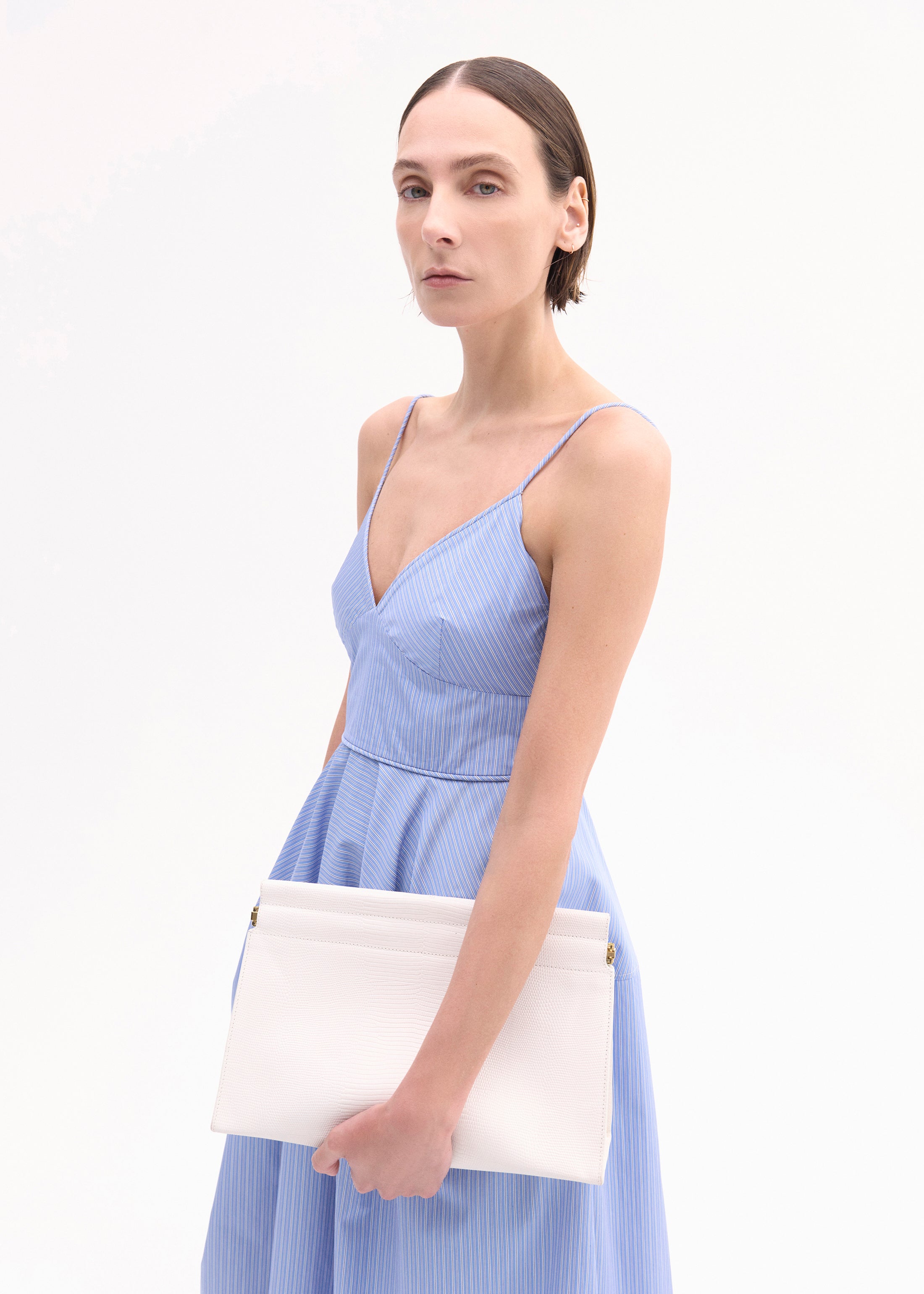 Large Leather Clutch - Ivory