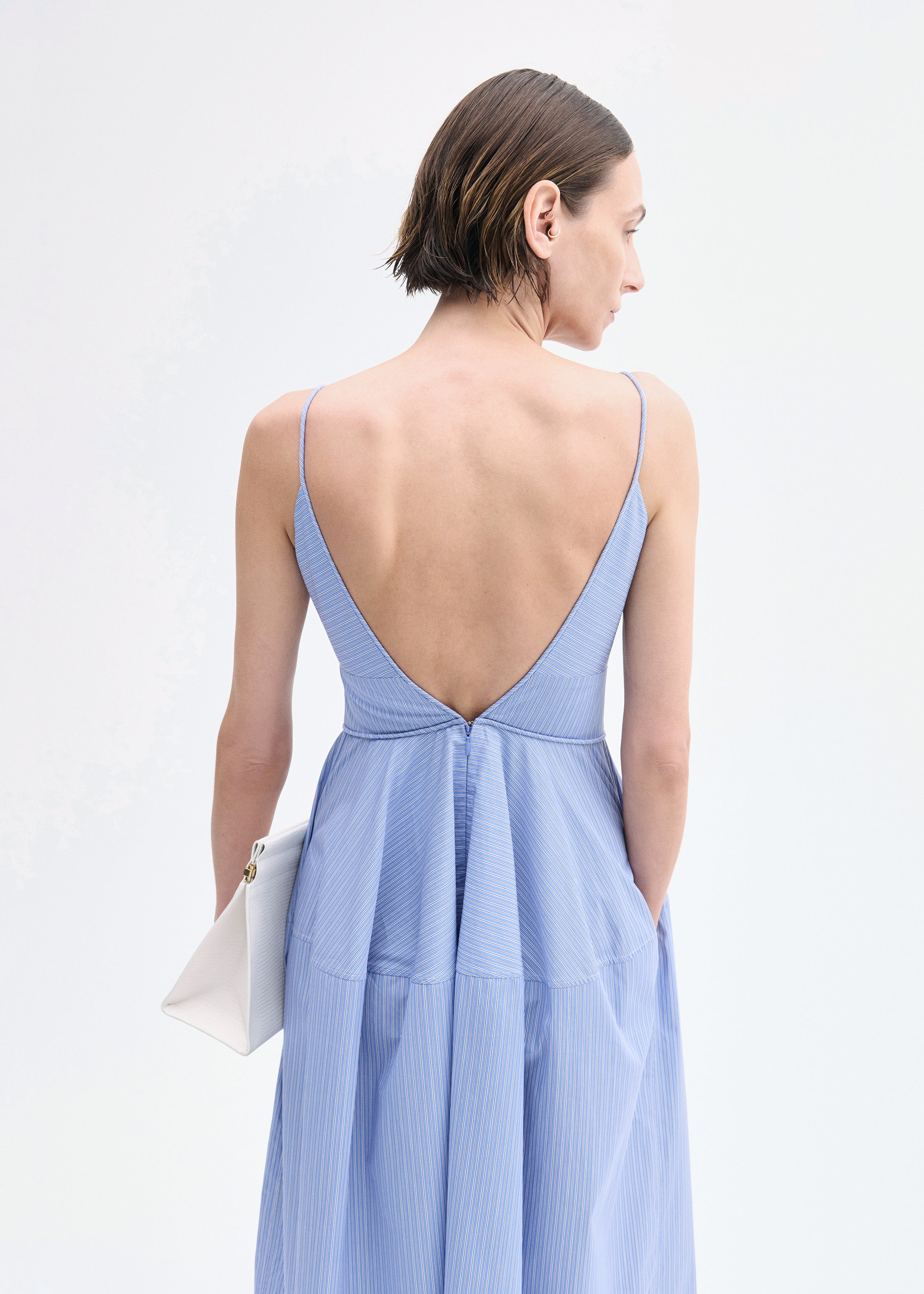 Striped Camisole Dress in Cotton - Blue Multi