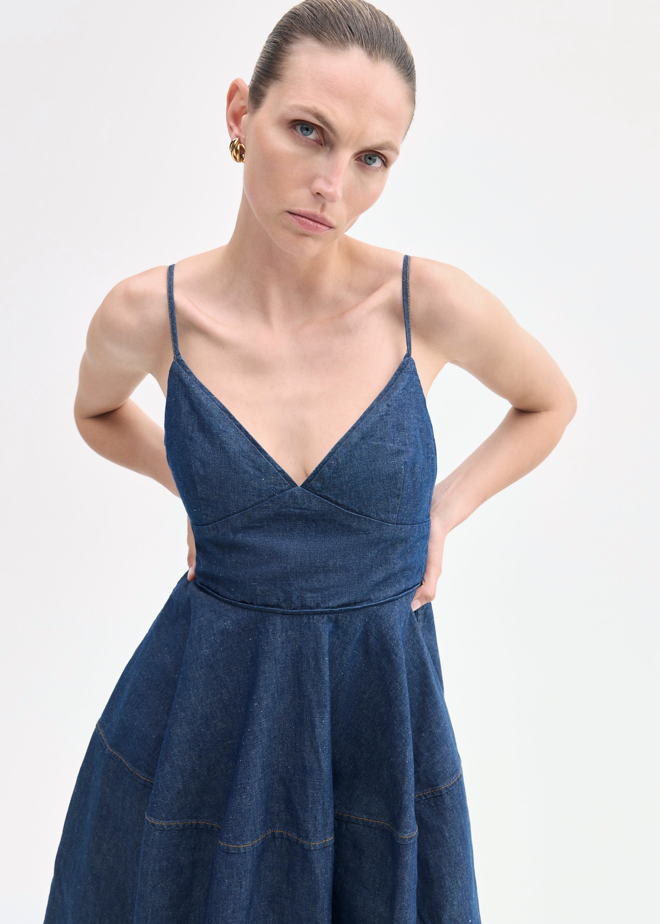 Camisole Dress in Chambray - Indigo
