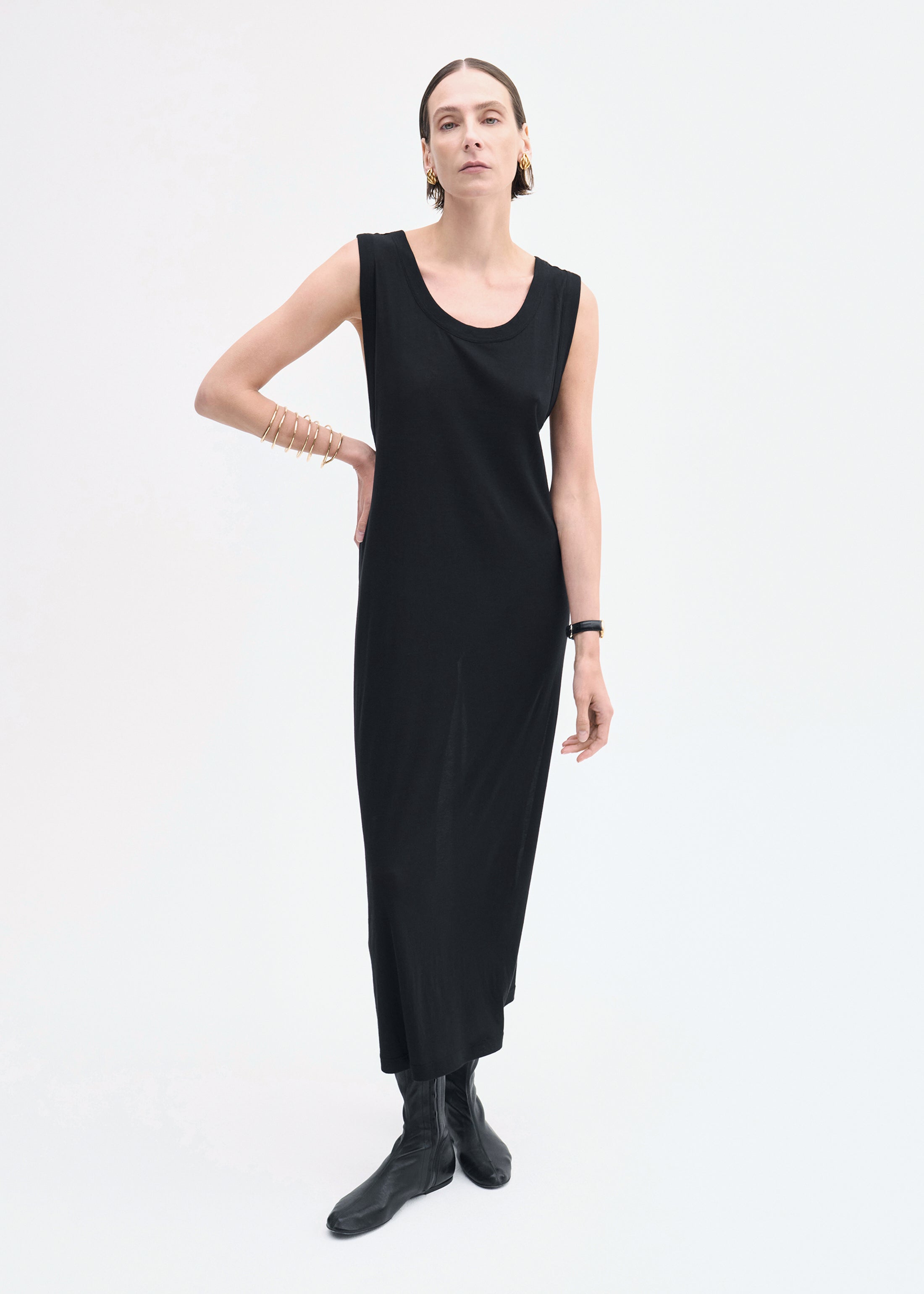 Tank Dress in Slub Jersey - Black